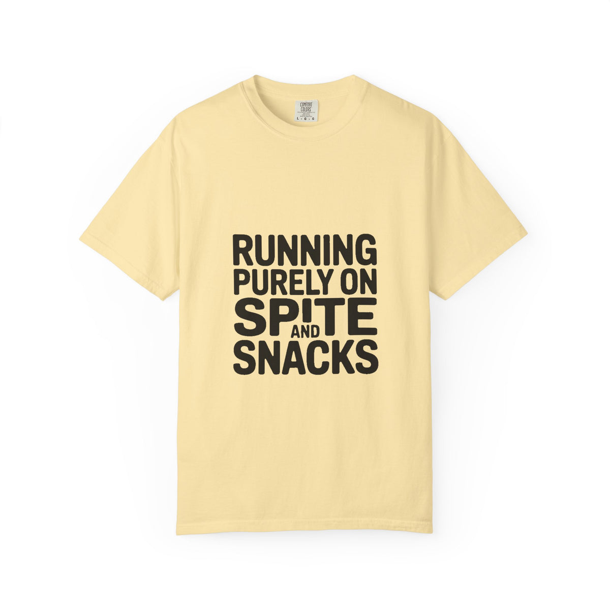 Running On Spite And Snacks Shirt, Funny Sarcastic T-Shirt, Bold Typography Tee, Snarky Gift for Coworker or Friend