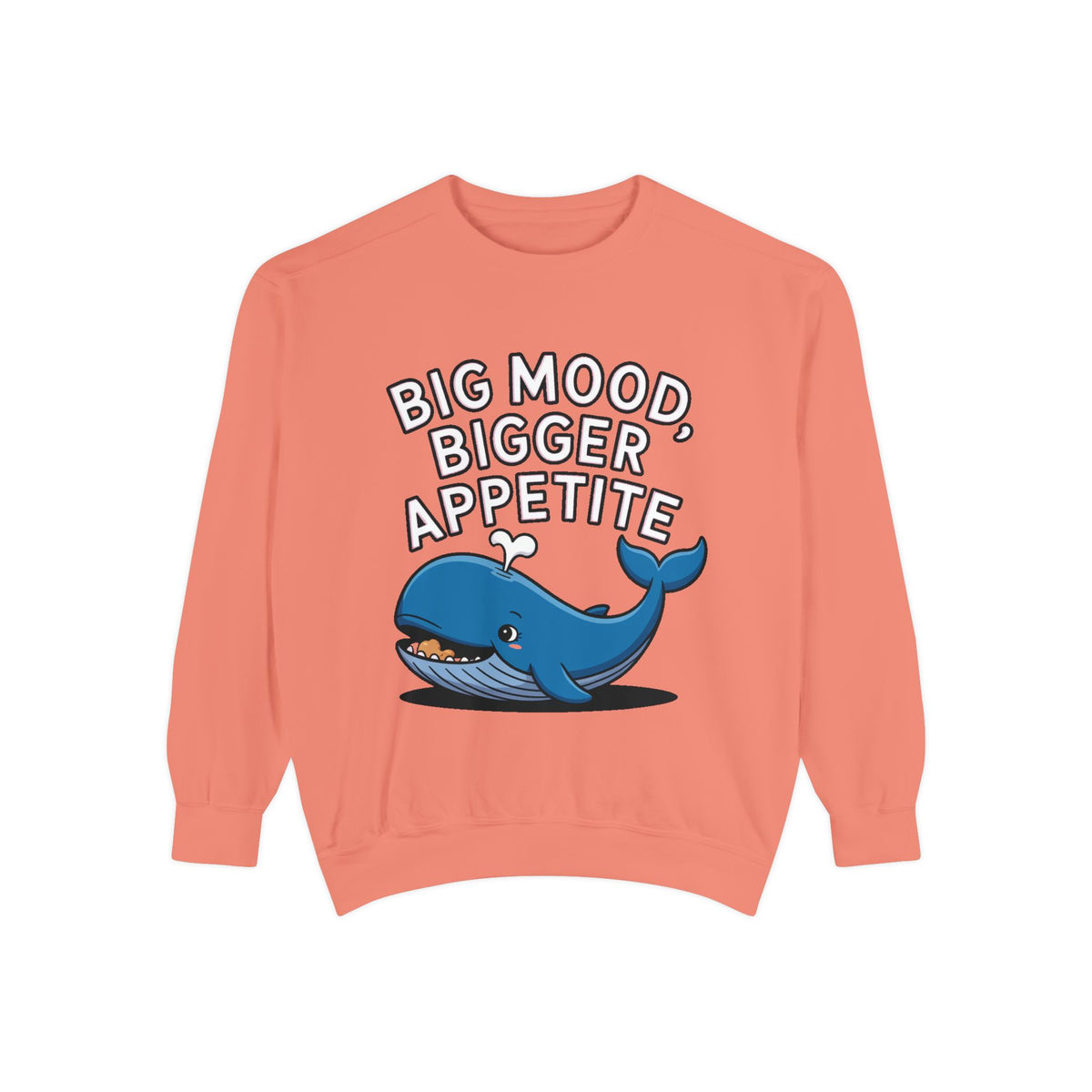 Big Mood Whale Sweatshirt, Funny Whale Snack Crewneck, Cute Cartoon Whale Lover Gift, Big Appetite Sweatshirt