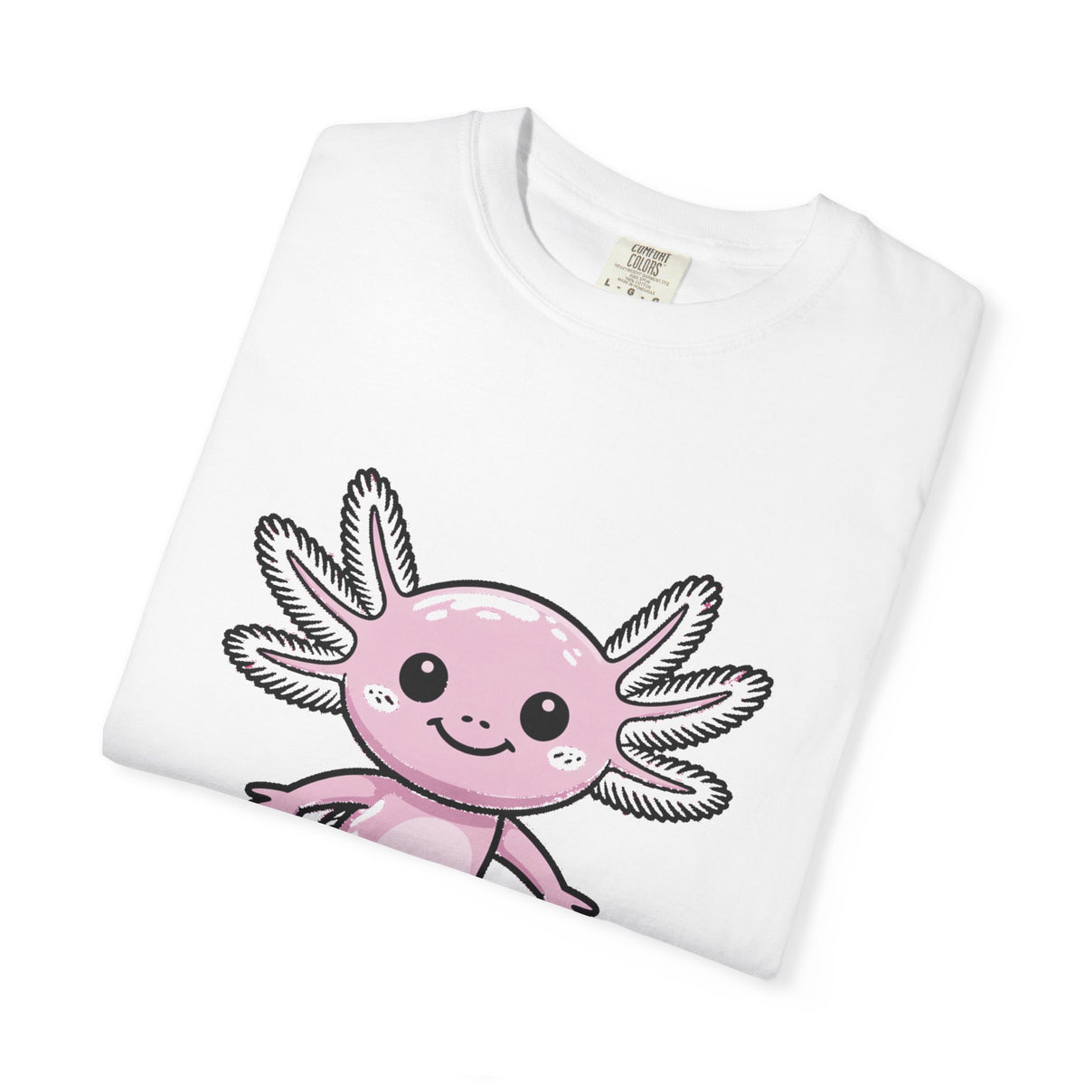 Cute Axolotl Shirt, Smiling Axolotl T-Shirt, Kawaii Axolotl Lover Gift, Garment Dyed Unisex Tee