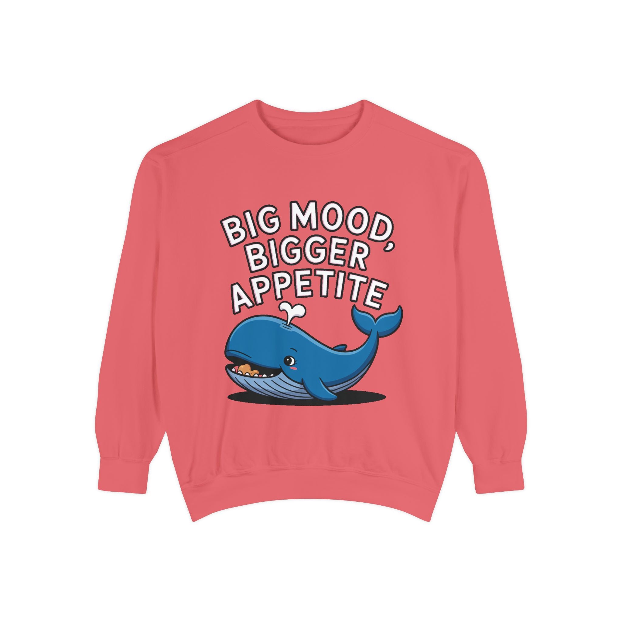 Big Mood Whale Sweatshirt, Funny Whale Snack Crewneck, Cute Cartoon Whale Lover Gift, Big Appetite Sweatshirt