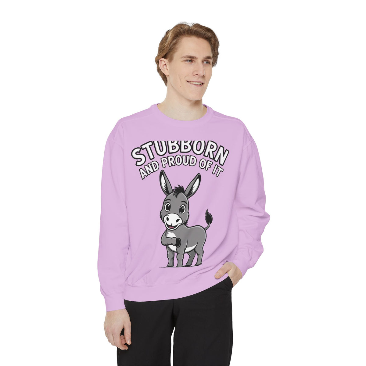 Stubborn Donkey Sweatshirt, Funny Donkey Crewneck, Stubborn And Proud Of It Shirt, Cute Farm Animal Gift, Embroidered Style Sweater