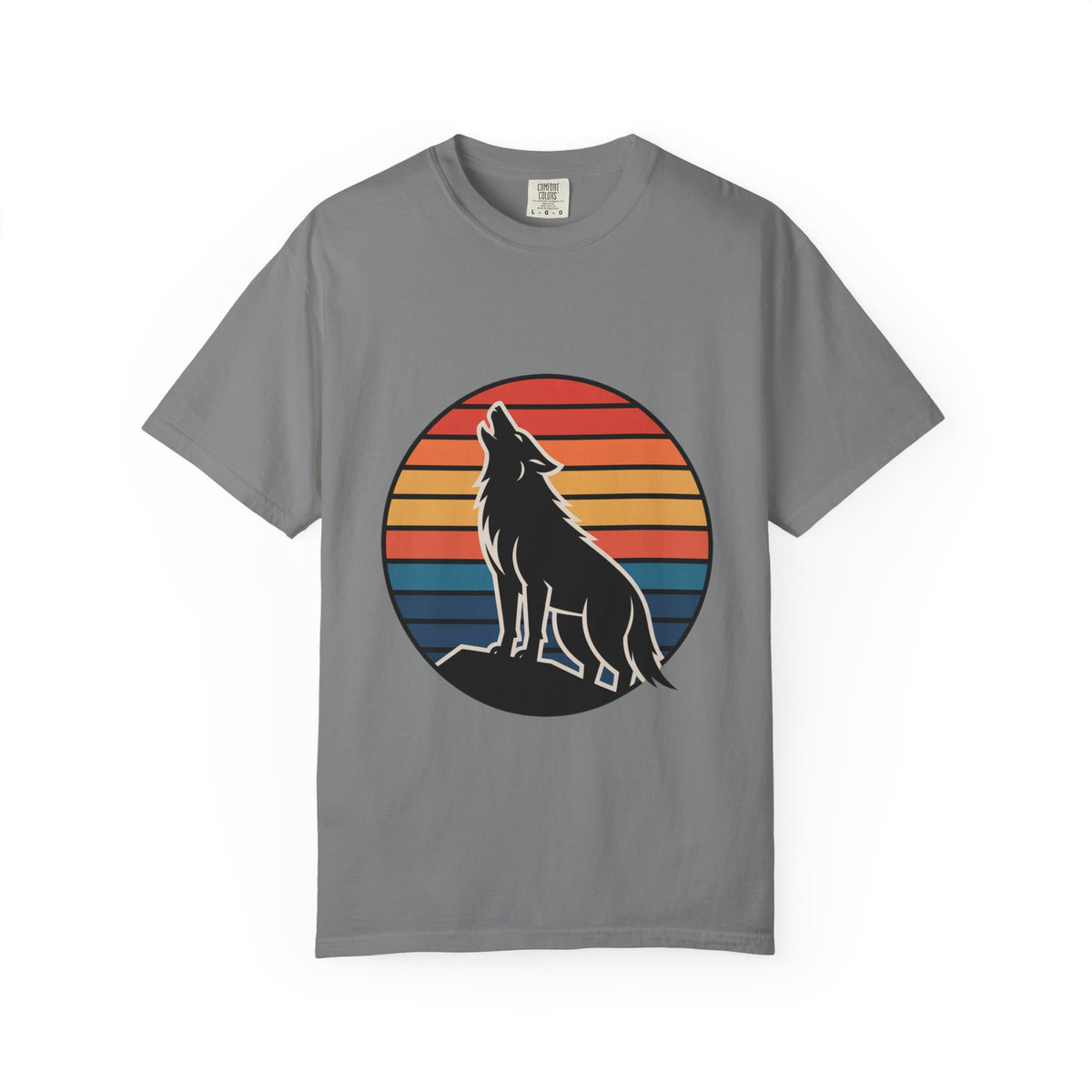 Retro Sunset Wolf Badge T-Shirt