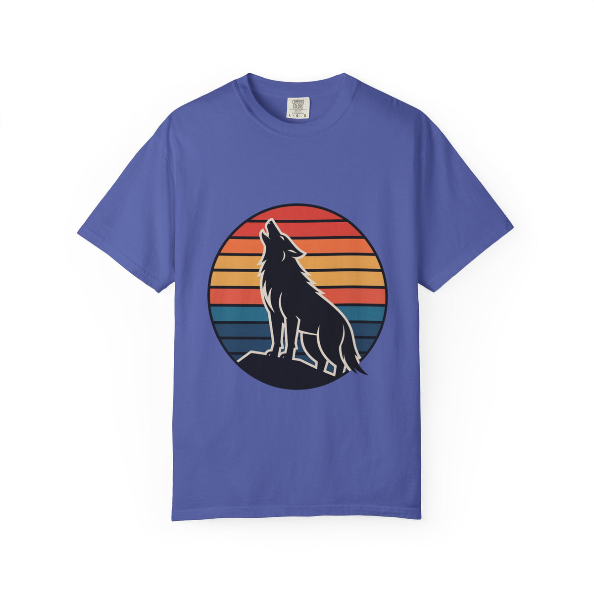 Retro Sunset Wolf Badge T-Shirt