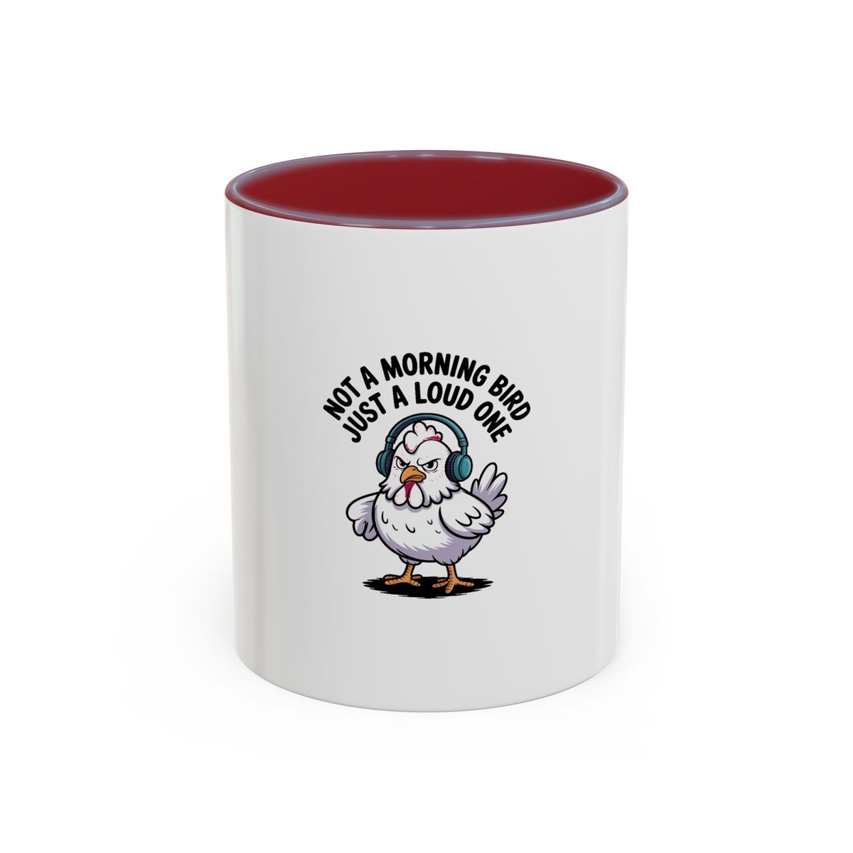 Not A Morning Bird Mug, Funny Chicken Coffee Mug, Grumpy Chicken Headphones Cup, Sarcastic Coffee Lover Gift, Loud Bird Mug