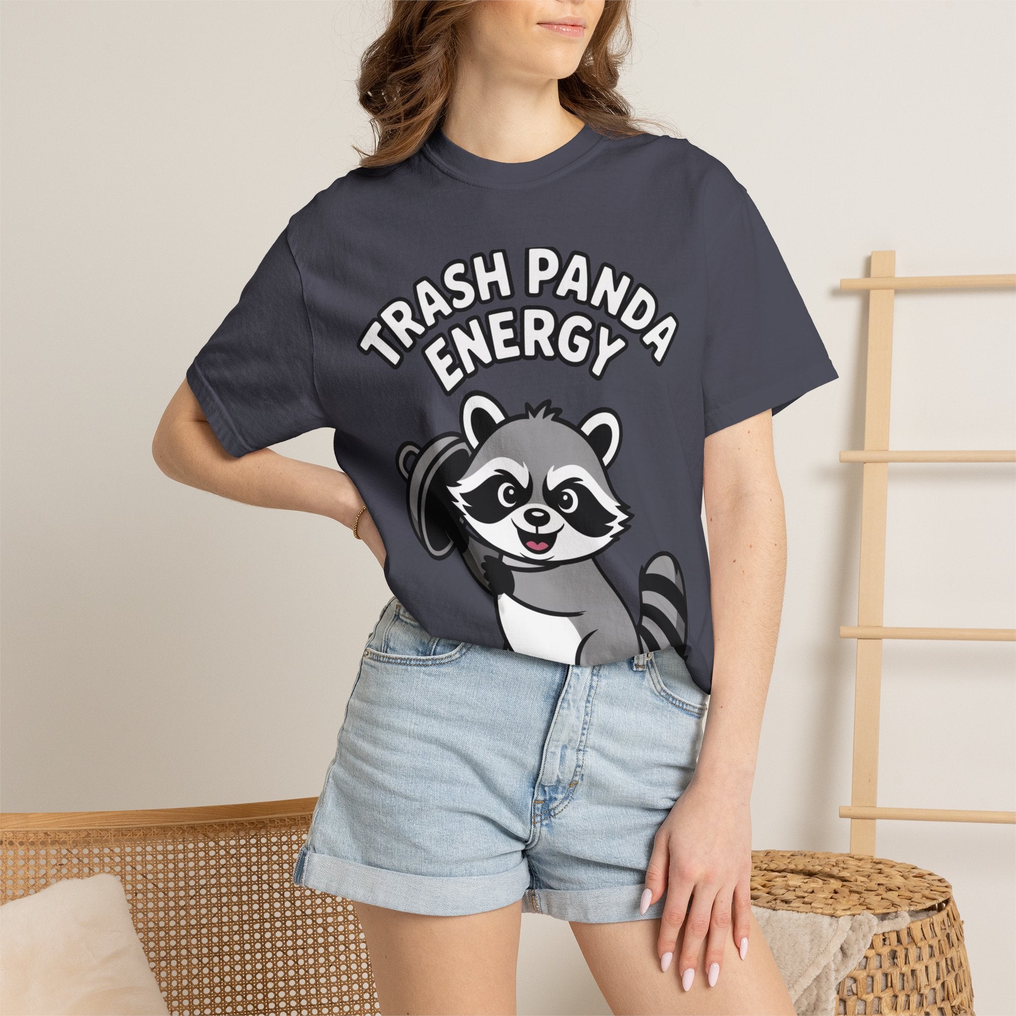 Trash Panda Energy T-Shirt, Funny Raccoon Shirt, Cute Raccoon Graphic Tee, Trash Panda Lover Gift, Unisex Garment Dyed Tee