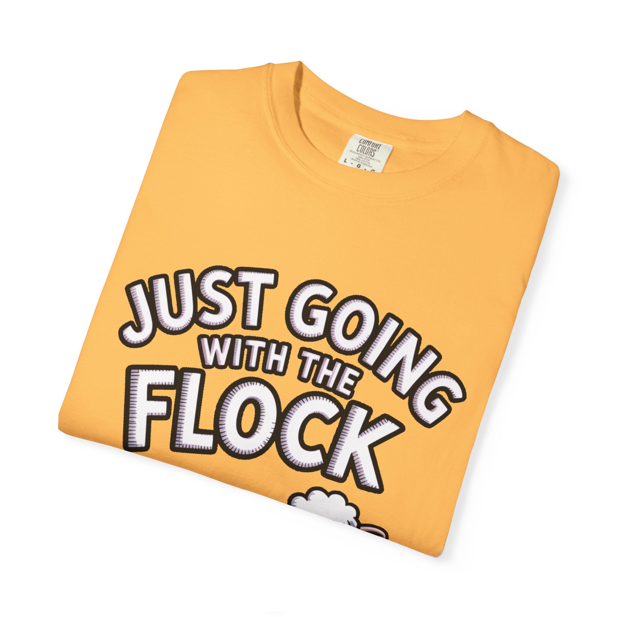 Funny Sheep T-Shirt, 'Just Going With The Flock' Shirt, Cute Cartoon Sheep Tee, Sarcastic Gift for Introverts