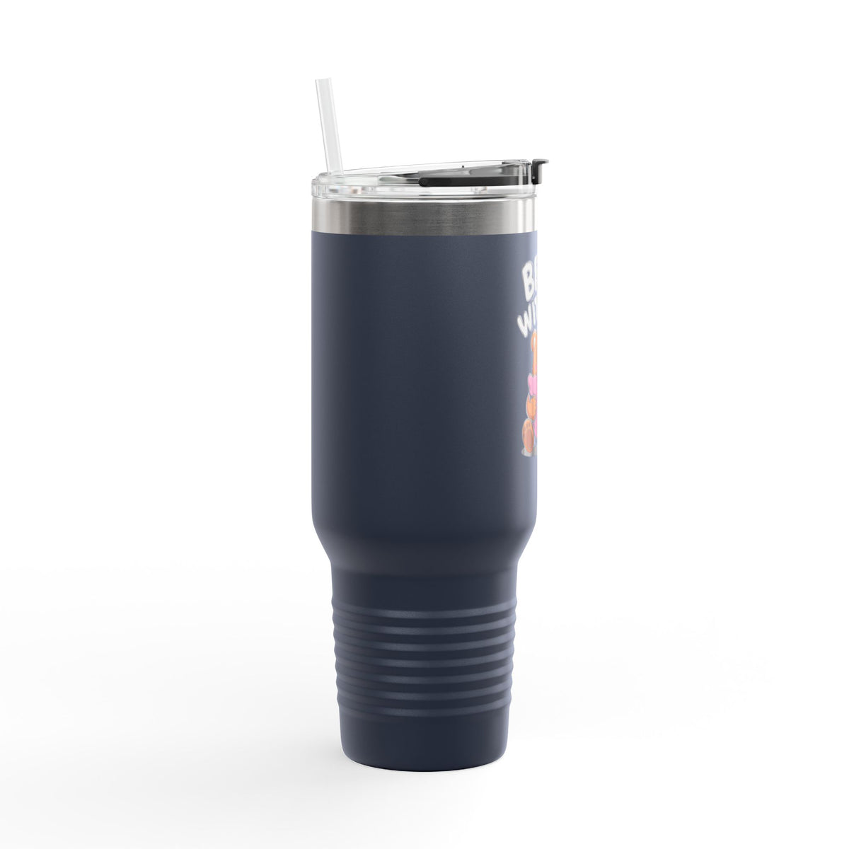 Bear With Me Travel Mug 40oz, Cute Bear Tumbler, Funny Sleepy Bear Insulated Cup With Handle And Straw, Bear Lover Gift