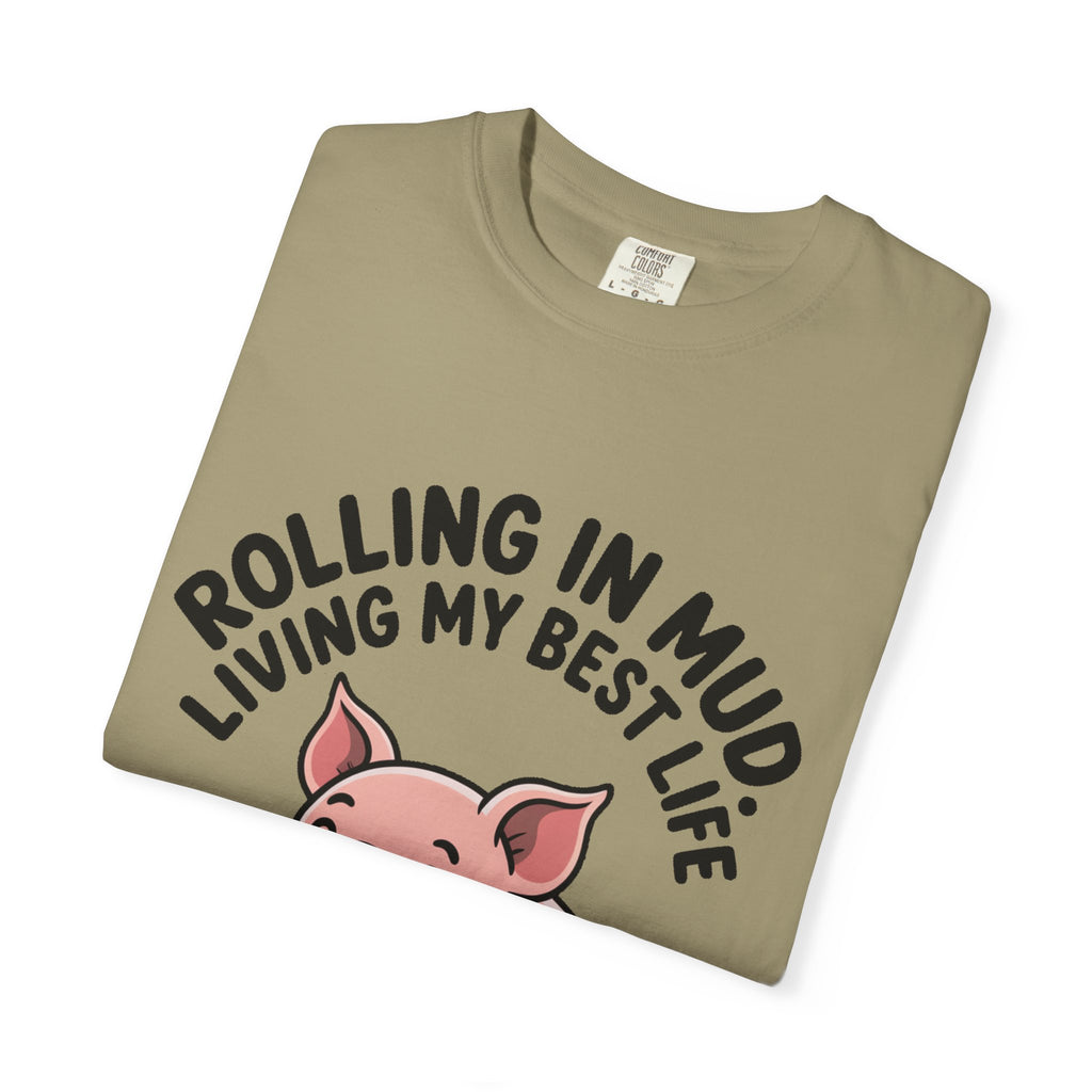 Living My Best Life Pig Shirt, Funny Pig Lover T-Shirt, Rolling In Mud Farm Animal Tee, Cute Pig Graphic Gift