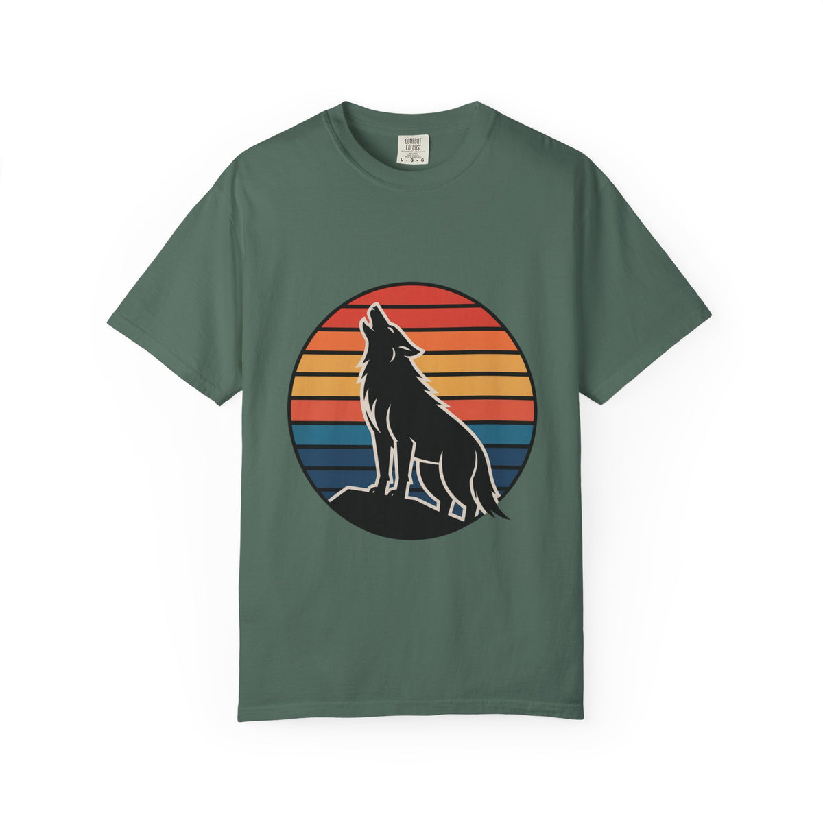 Retro Sunset Wolf Badge T-Shirt