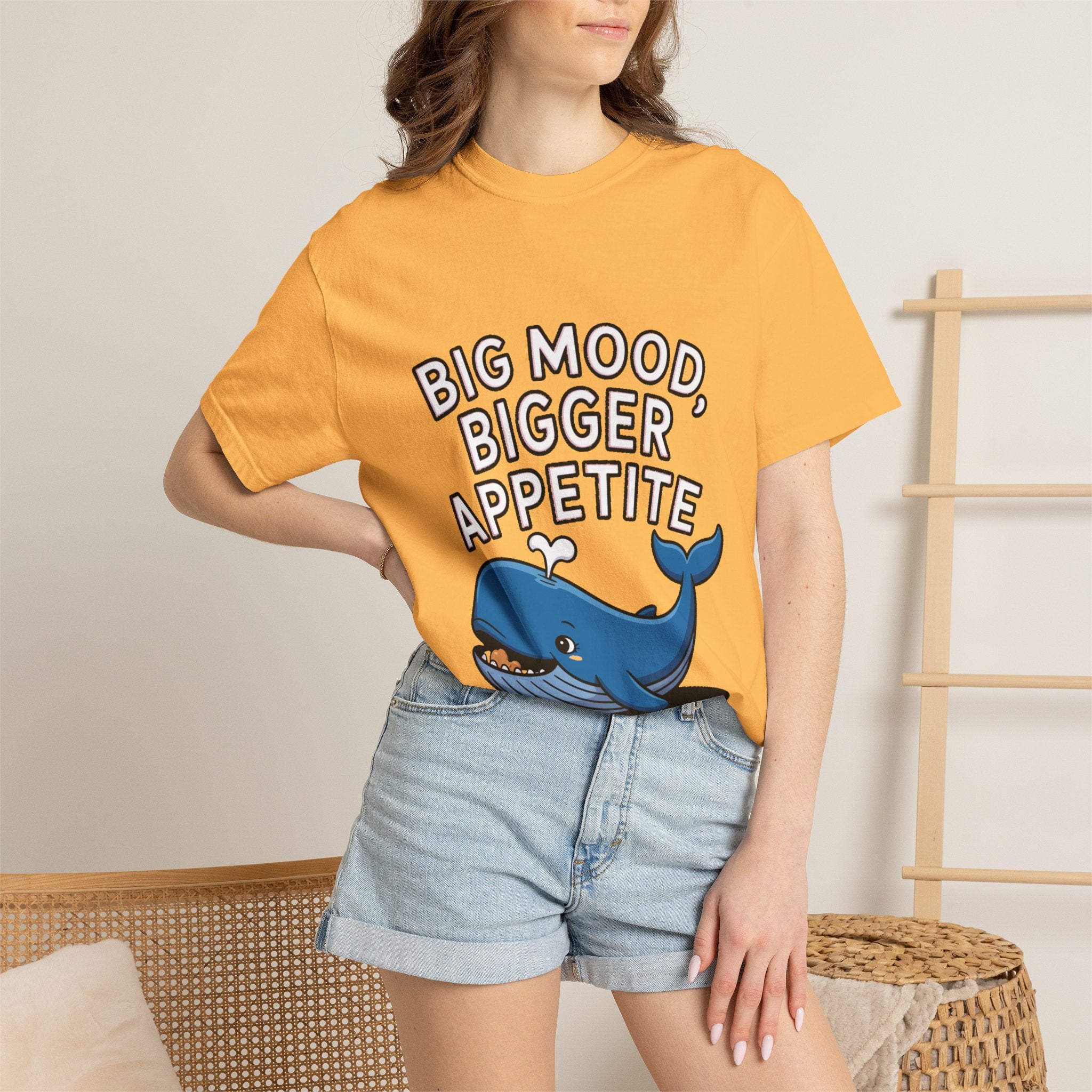 Funny Whale Shirt, Big Mood Bigger Appetite T-Shirt, Cute Snack Lover Tee, Foodie Gift for Whale Lovers