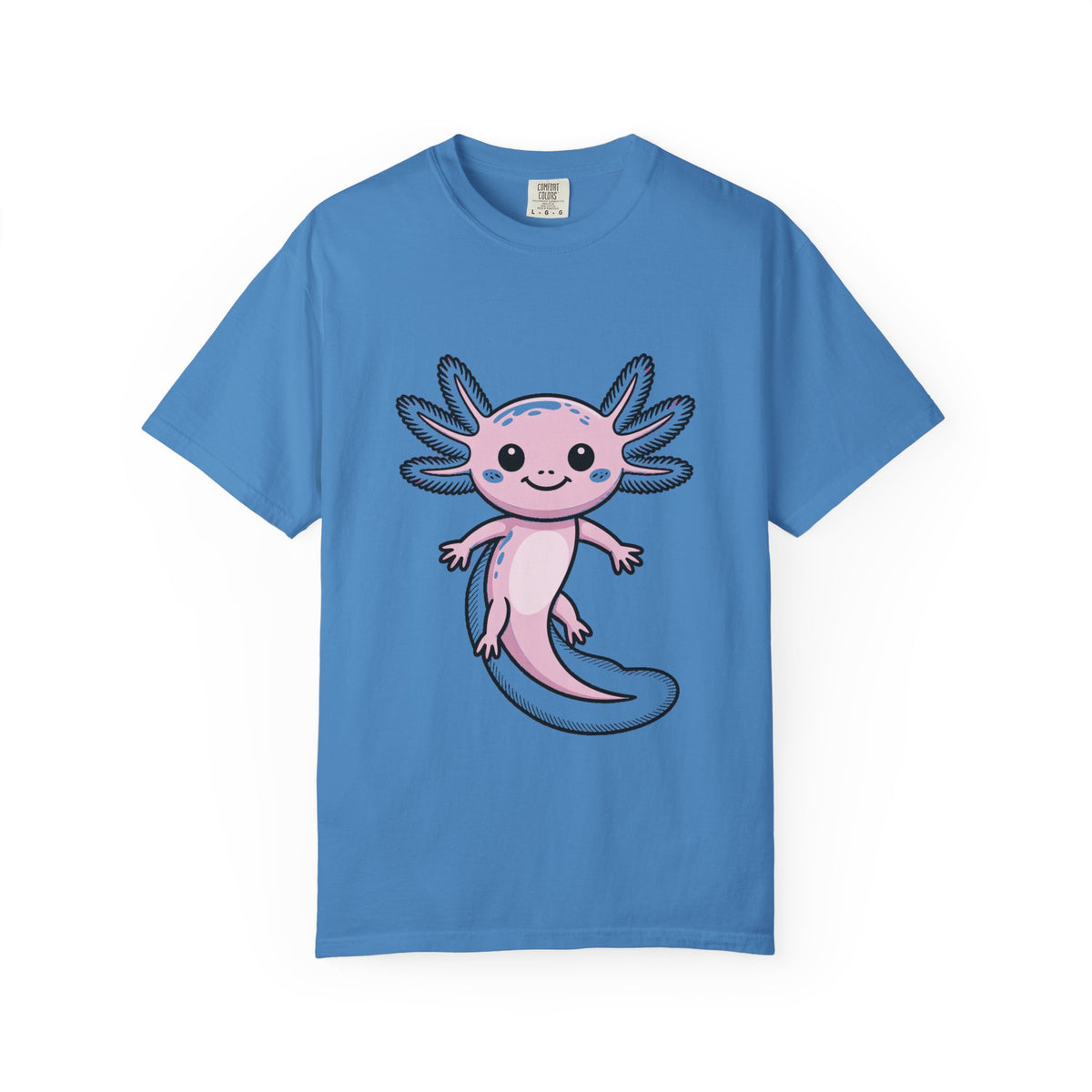 Cute Axolotl Shirt, Smiling Axolotl T-Shirt, Kawaii Axolotl Lover Gift, Garment Dyed Unisex Tee