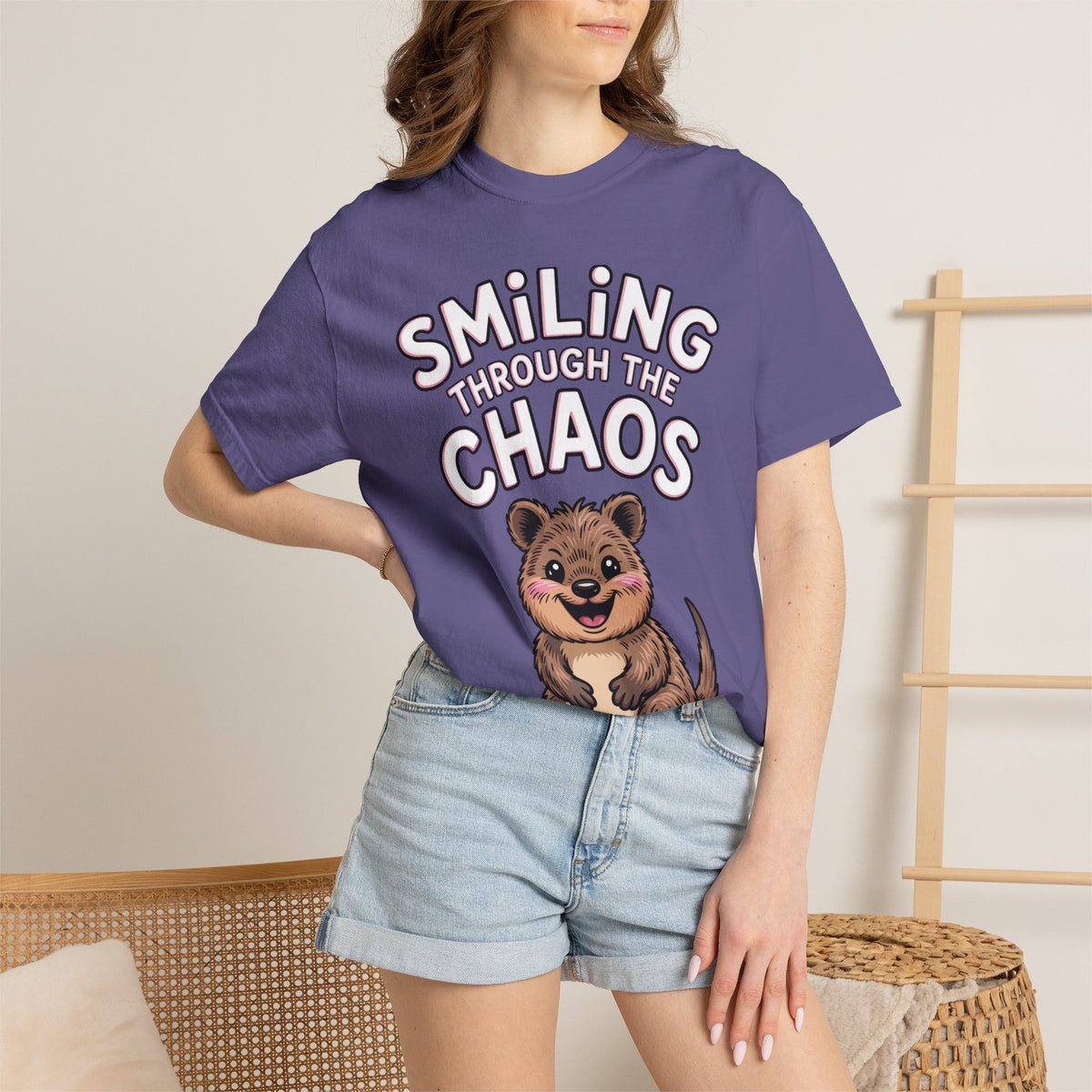 Smiling Through The Chaos Quokka Shirt, Funny Quokka T-Shirt, Cute Smiling Animal Tee, Positive Vibes Shirt, Quokka Lover Gift
