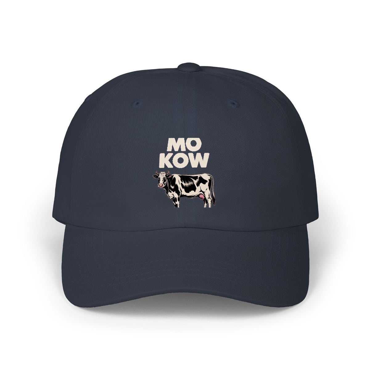 Mo Kow Funny Cow Dad Hat, Absurd Meme Embroidered Cap, Deadpan Farm Animal Hat, Funny Farmer Gift, Cow Lover Baseball Cap
