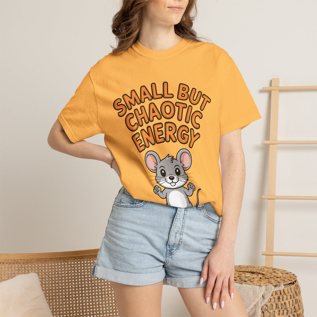 Small But Chaotic Energy Mouse Shirt, Funny Mouse T-Shirt, Cute Cartoon Animal Tee, Sarcastic Gift for Her