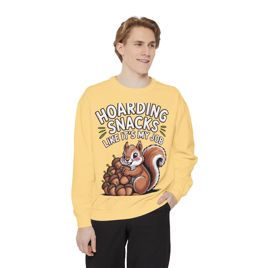 Funny Squirrel Sweatshirt, Hoarding Snacks Like It's My Job Crewneck, Cute Acorn Squirrel Gift, Snack Lover Sweatshirt
