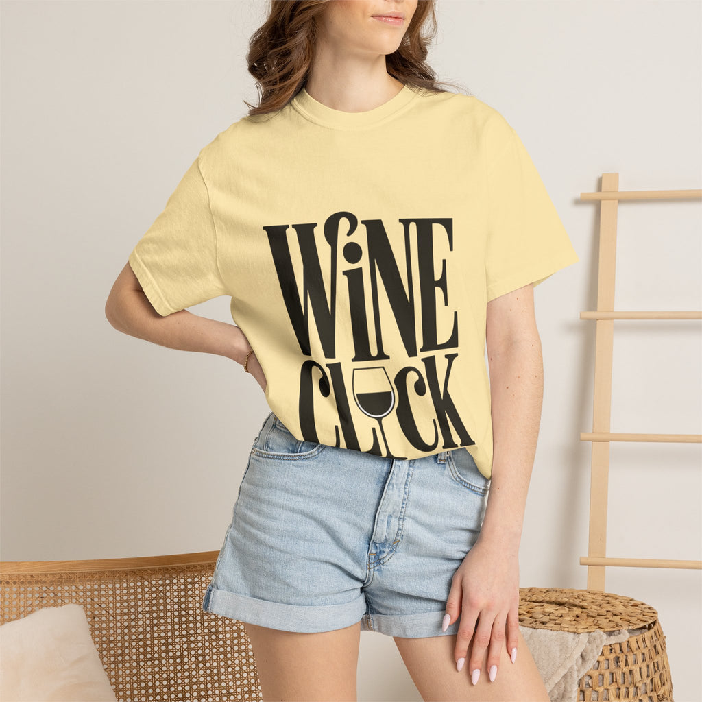 Wine O'Clock Shirt, Funny Wine Lover T-Shirt, Bold Typography Wine Glass Tee, Cute Gift for Wine Drinker