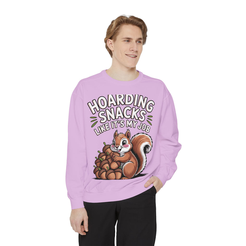 Funny Squirrel Sweatshirt, Hoarding Snacks Like It's My Job Crewneck, Cute Acorn Squirrel Gift, Snack Lover Sweatshirt