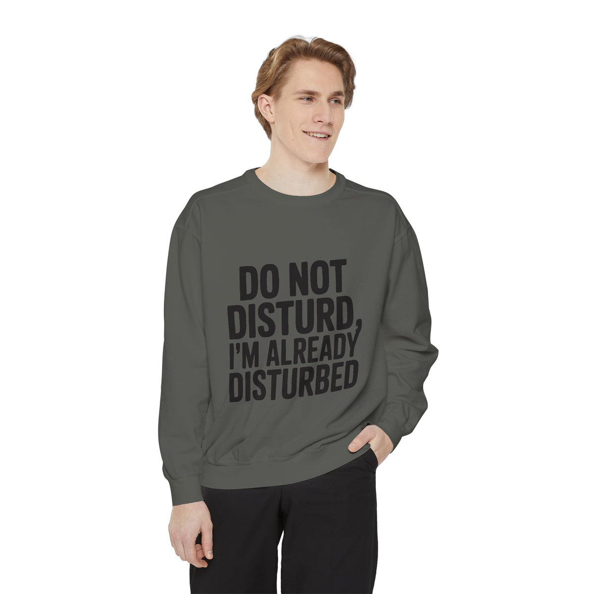 Do Not Disturb Already Disturbed Sweatshirt, Funny Sarcastic Crewneck, Embroidered Patch Style Pullover, Introvert Gift