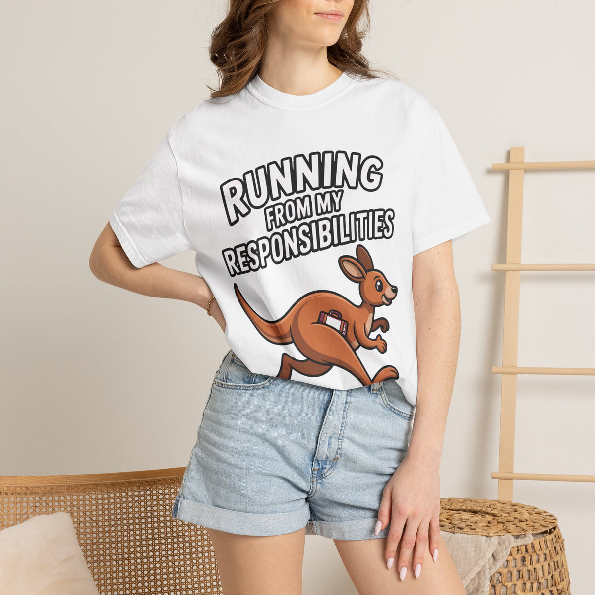 Funny Kangaroo Shirt, Running From My Responsibilities T-Shirt, Sarcastic Adulting Tee, Funny Gift for Procrastinators