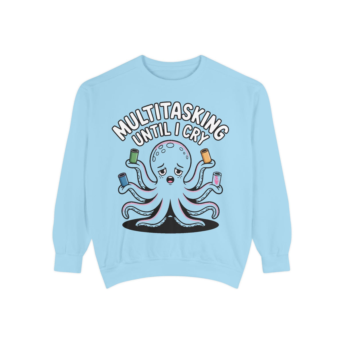 Multitasking Octopus Sweatshirt, Funny Stressed Octopus Crewneck, Embroidery-Patch Style Sweatshirt, Busy Mom Gift, Work Humor Pullover