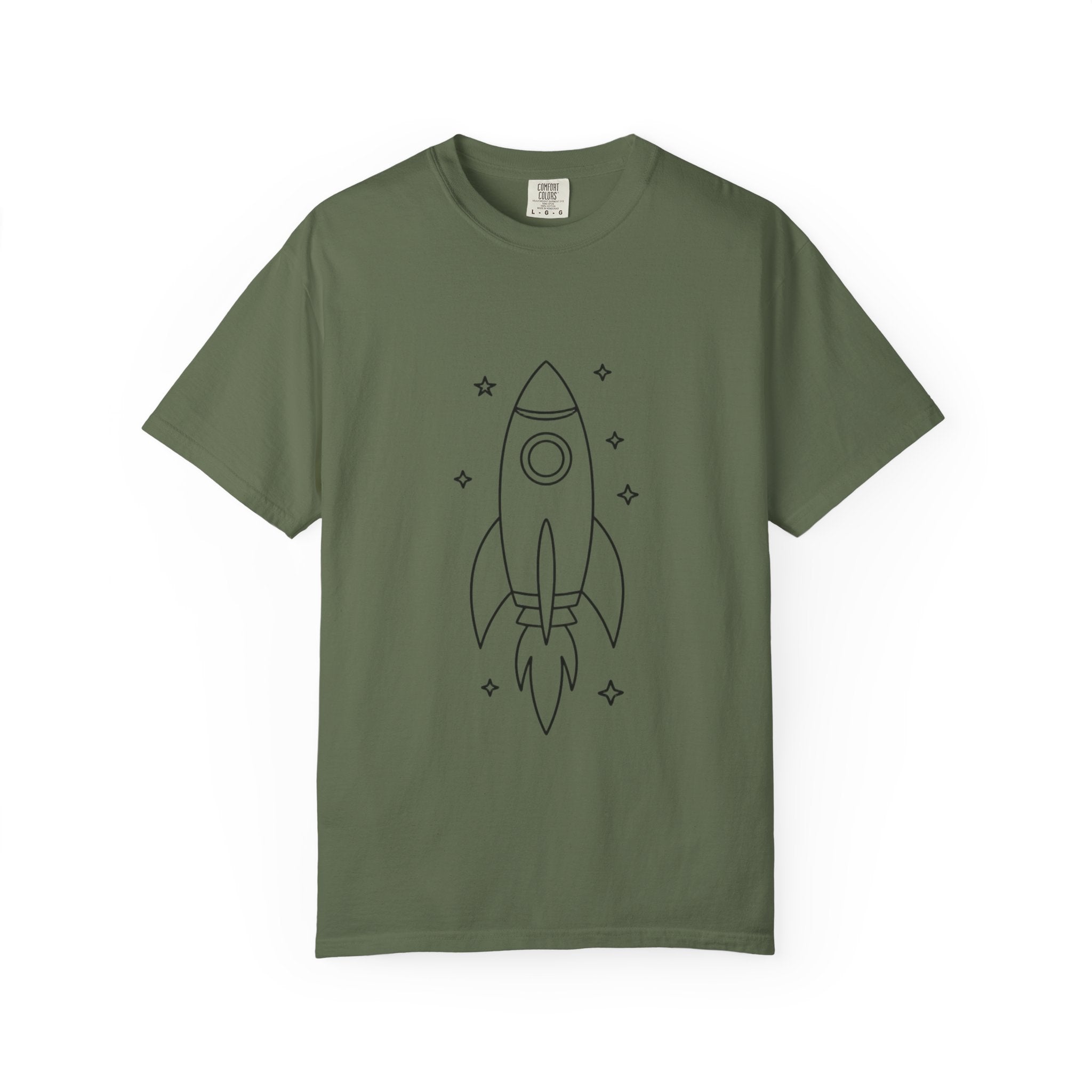 Rocket Ship Line Art Shirt, Minimalist Chase The Stars T-Shirt, Single Line Space Tee, Cute Rocket Tattoo Style Shirt Gift