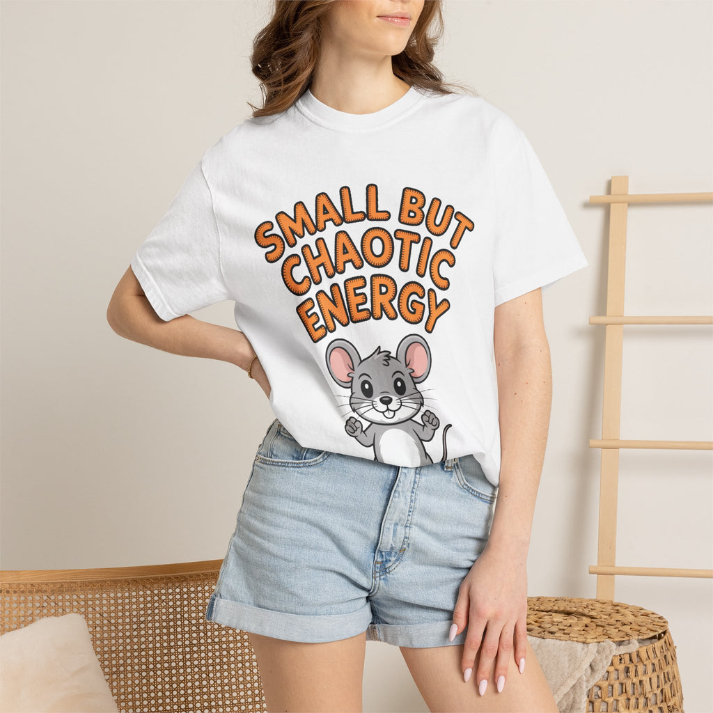 Small But Chaotic Energy Mouse Shirt, Funny Mouse T-Shirt, Cute Cartoon Animal Tee, Sarcastic Gift for Her