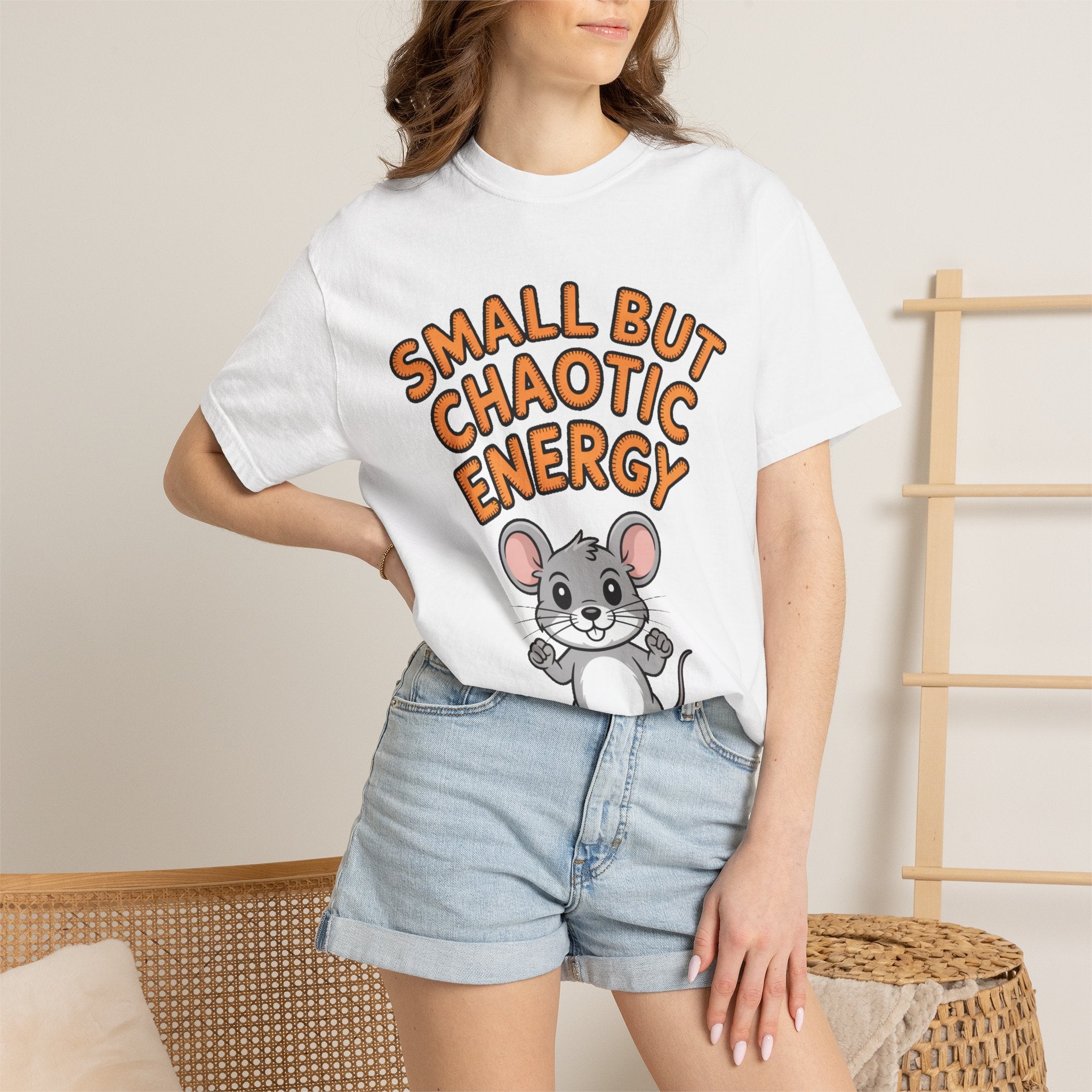 Small But Chaotic Energy Mouse Shirt, Funny Mouse T-Shirt, Cute Cartoon Animal Tee, Sarcastic Gift for Her