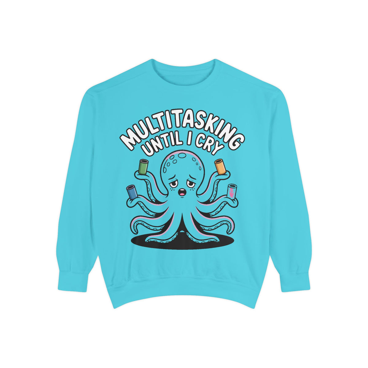 Multitasking Octopus Sweatshirt, Funny Stressed Octopus Crewneck, Embroidery-Patch Style Sweatshirt, Busy Mom Gift, Work Humor Pullover