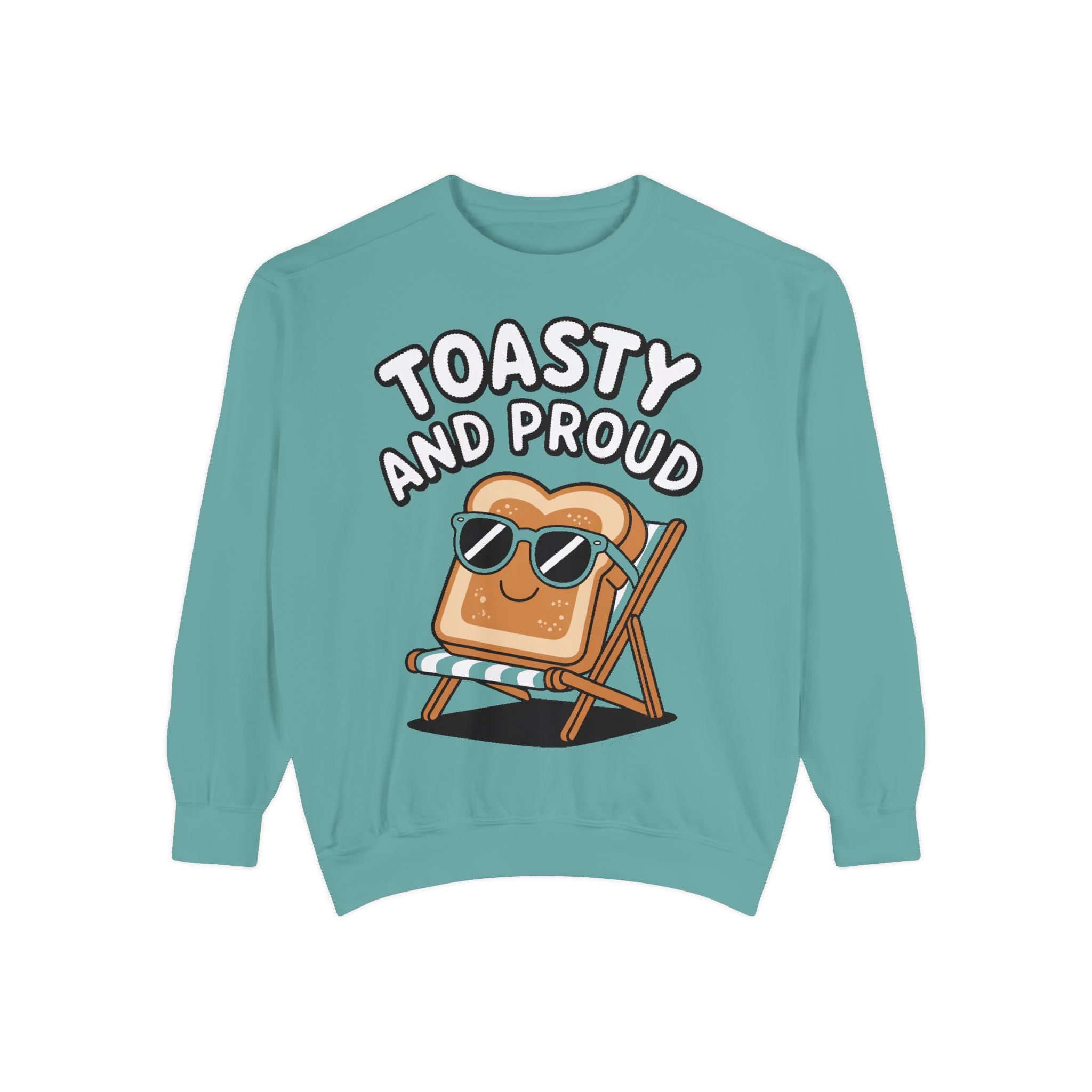 Toasty And Proud Sweatshirt, Funny Toast Bread Crewneck, Cute Beach Chair Toast Embroidered Sweatshirt, Funny Food Lover Gift