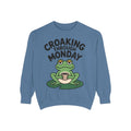 Croaking Through Monday Sweatshirt, Funny Tired Frog Crewneck, Cute Coffee Frog Sweatshirt, Frog Lover Gift