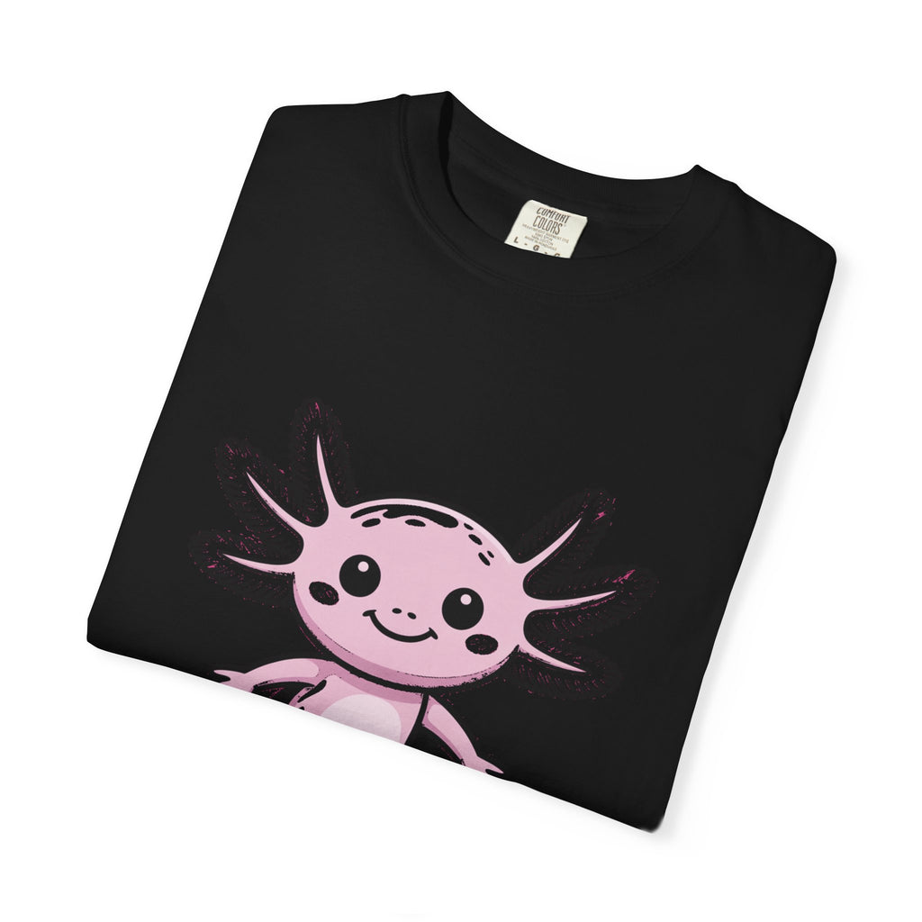 Cute Axolotl Shirt, Smiling Axolotl T-Shirt, Kawaii Axolotl Lover Gift, Garment Dyed Unisex Tee