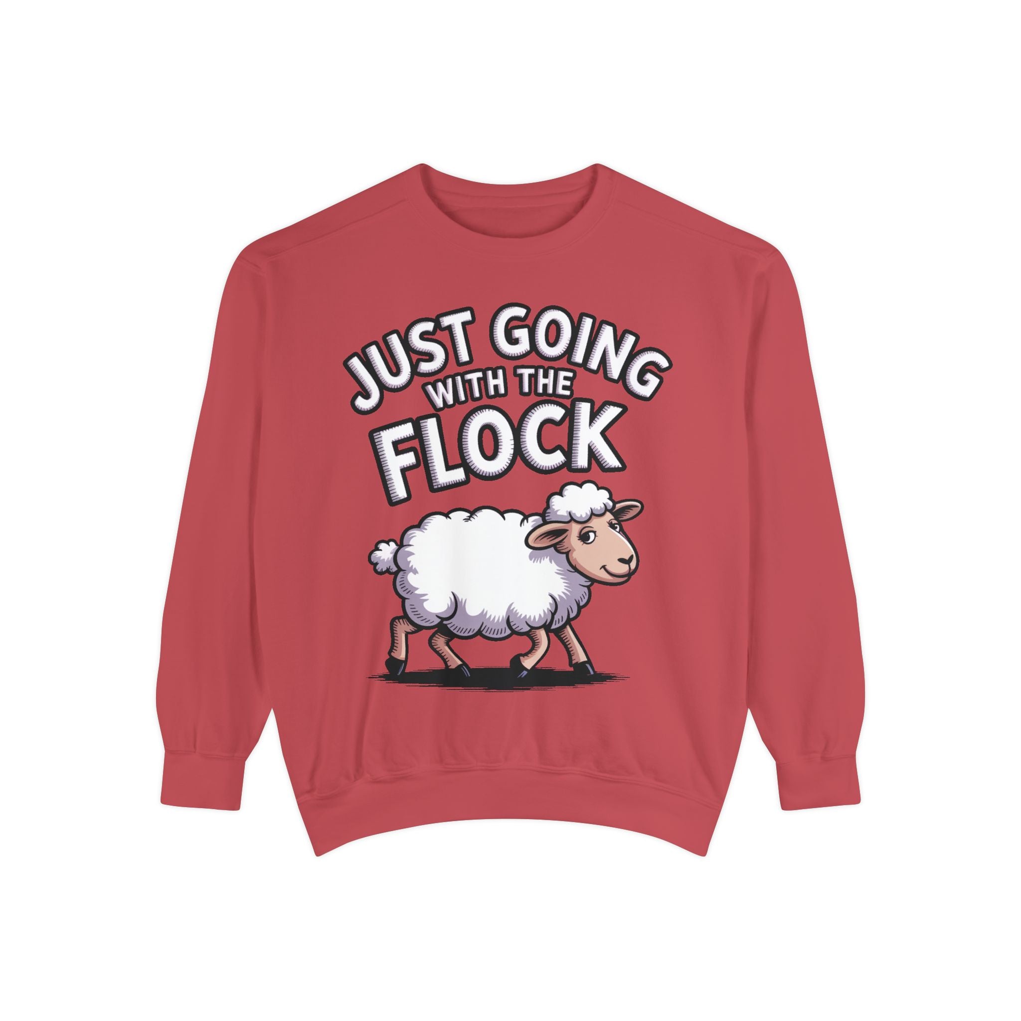 Funny Sheep Sweatshirt, Going With The Flock Crewneck, Cute Cartoon Sheep Embroidered Sweatshirt, Sarcastic Gift for Introvert