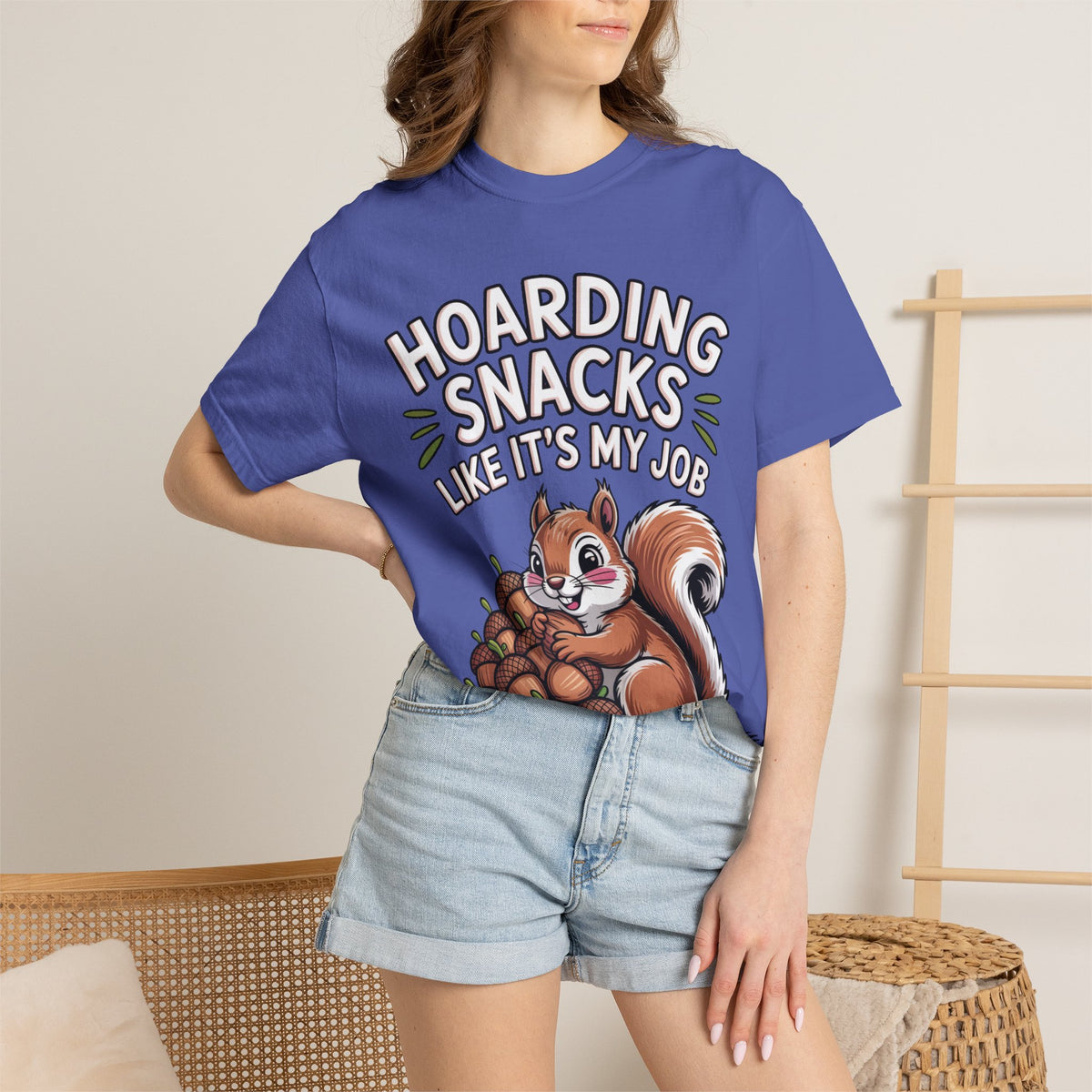 Funny Squirrel Shirt, Hoarding Snacks Like It's My Job T-Shirt, Cute Acorn Squirrel Gift, Snack Lover Tee