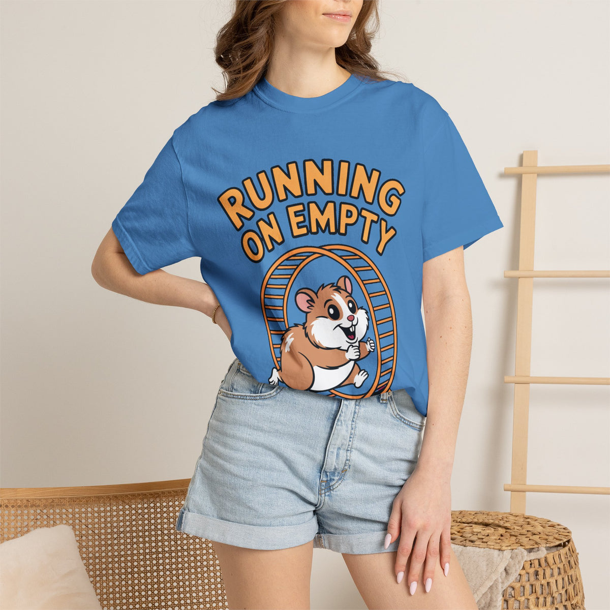 Running On Empty Hamster Shirt, Funny Tired Hamster T-Shirt, Exhausted Wheel Runner Tee, Funny Gift for Tired Friend