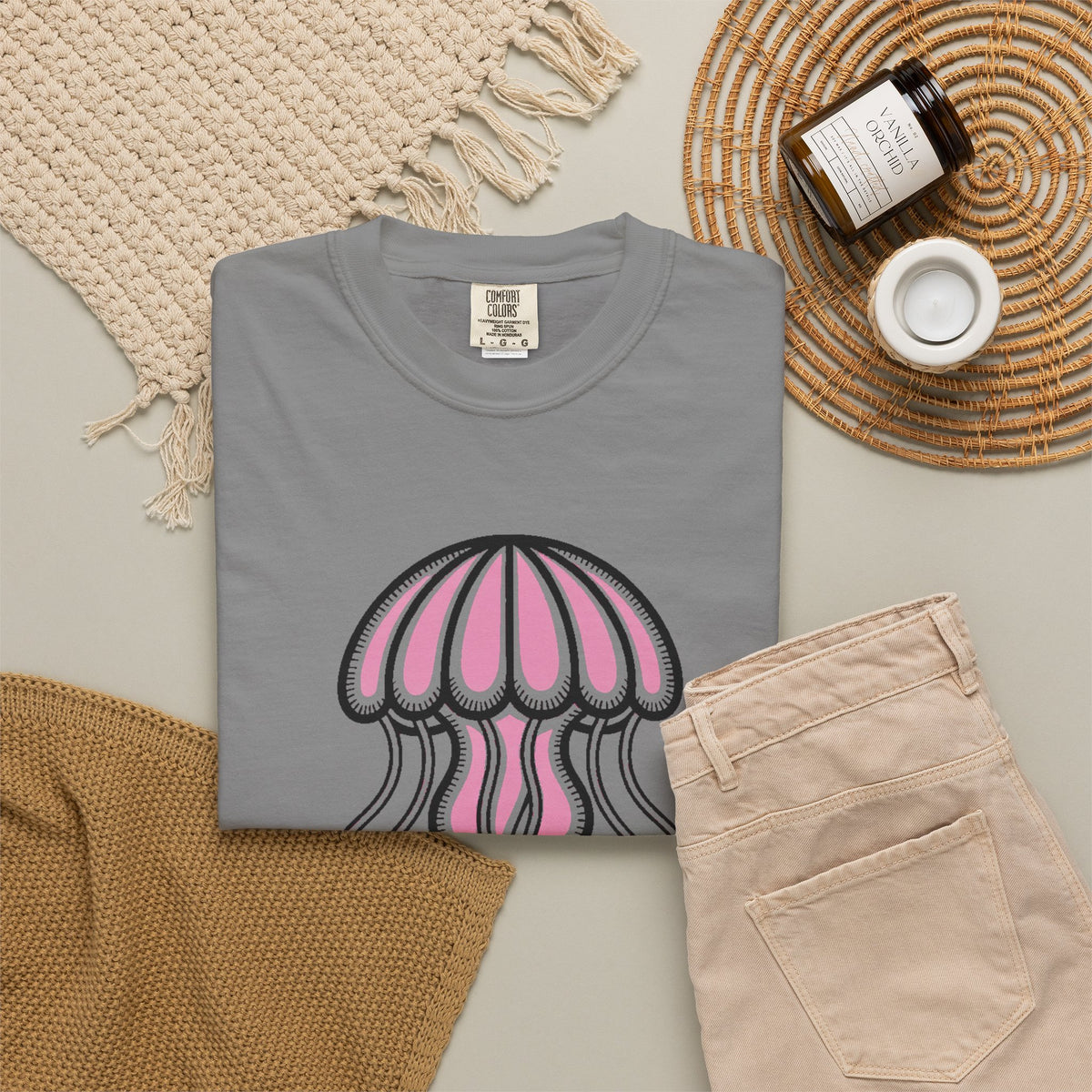 Cute Jellyfish T-Shirt, Glowing Jellyfish Graphic Tee, Ocean Lover Gift, Garment-Dyed Unisex Shirt for Beach and Aquarium Fans