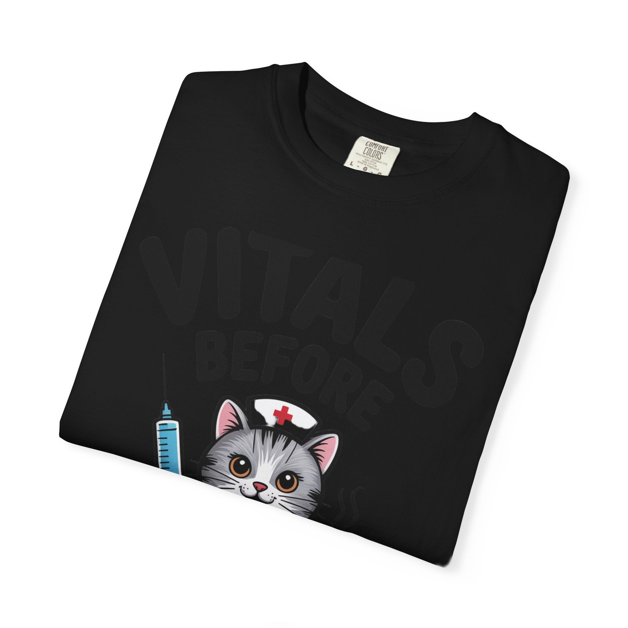 Vitals Before Coffee Nurse Shirt, Funny Nurse Cat T-Shirt, Cute Nurse Gift, Nursing Student Shirt, RN Coffee Lover Tee