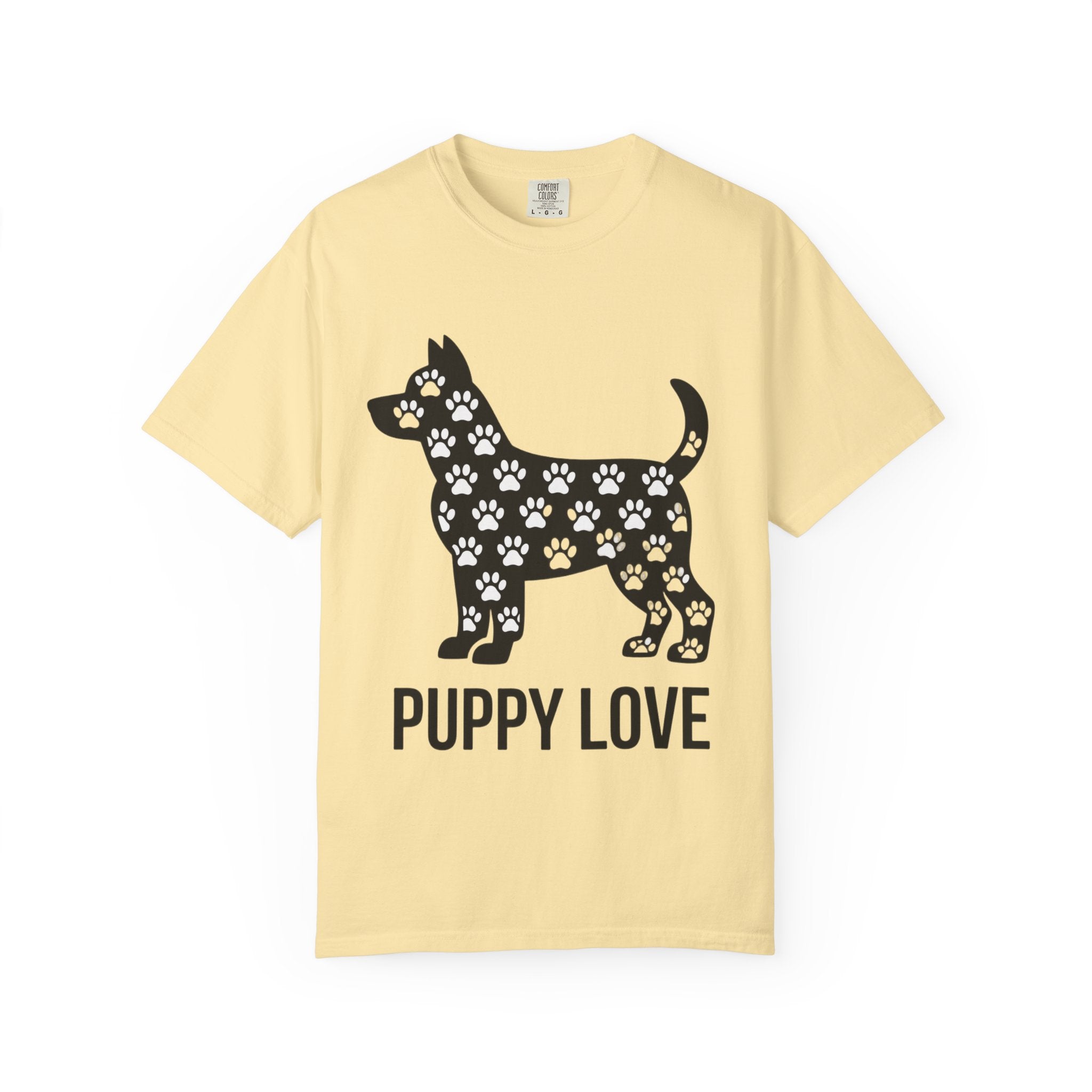Puppy Love Dog Shirt, Cute Dog Silhouette T-Shirt, Paw Print Pattern Tee, Dog Lover Gift, Minimalist Dog Mom Shirt