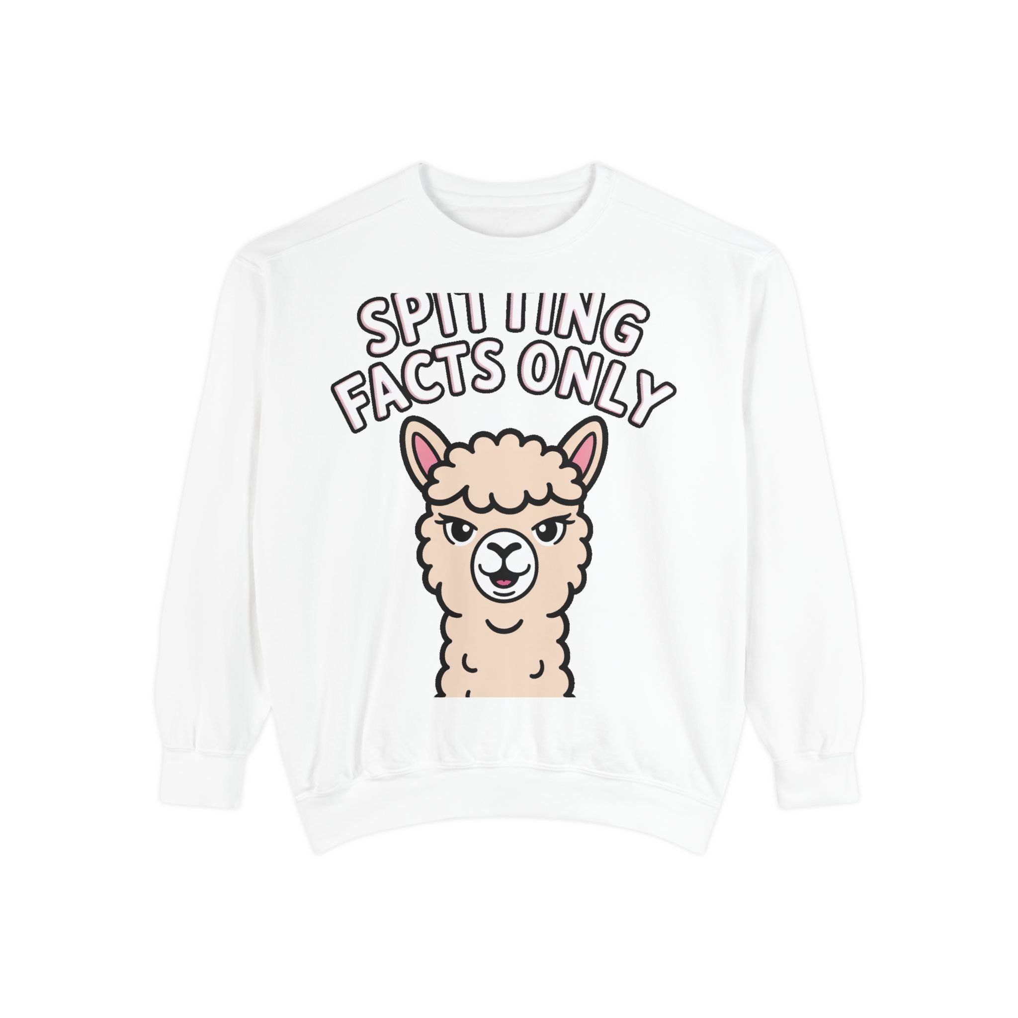Alpaca Spitting Facts Sweatshirt, Funny Sassy Alpaca Crewneck, Cute Embroidered-Style Animal Sweatshirt, Alpaca Lover Gift