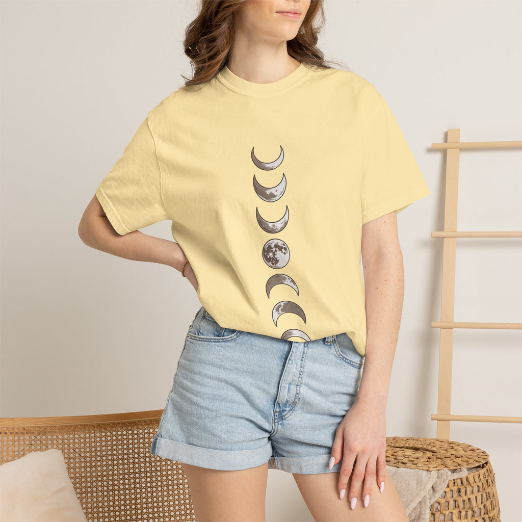 Moon Phases Boho Shirt, Minimalist Line Art Moon T-Shirt, Celestial Boho Tee, Hand Drawn Moon Cycle Shirt Gift