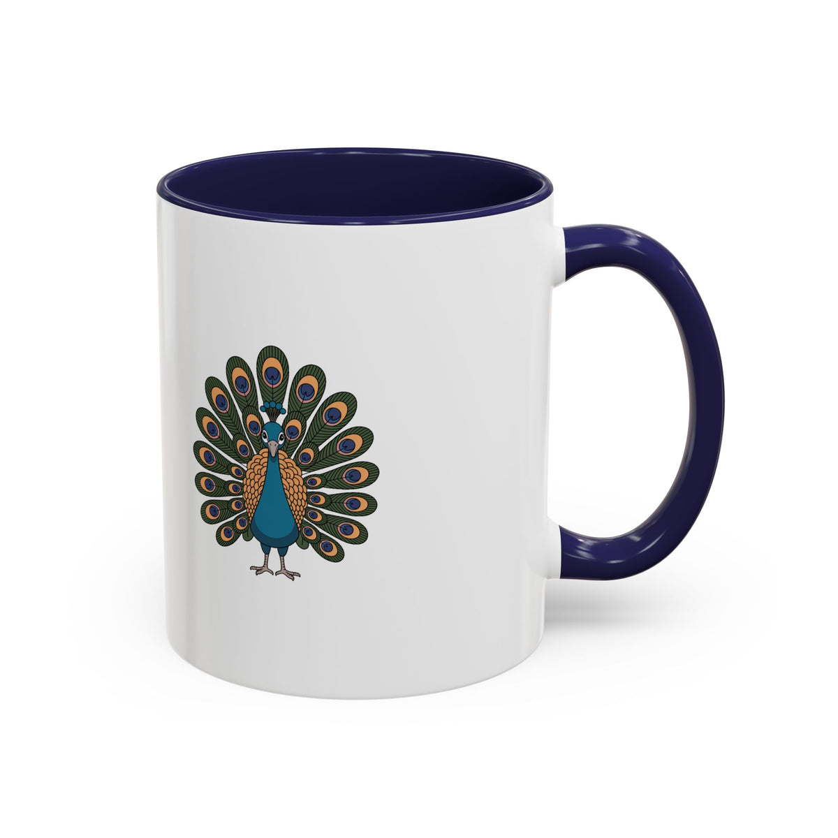 Cute Peacock Mug, Fanned Feather Peacock Coffee Cup, Bird Lover Gift, Cartoon Peacock Ceramic Mug, Colorful Feather Pattern Mug