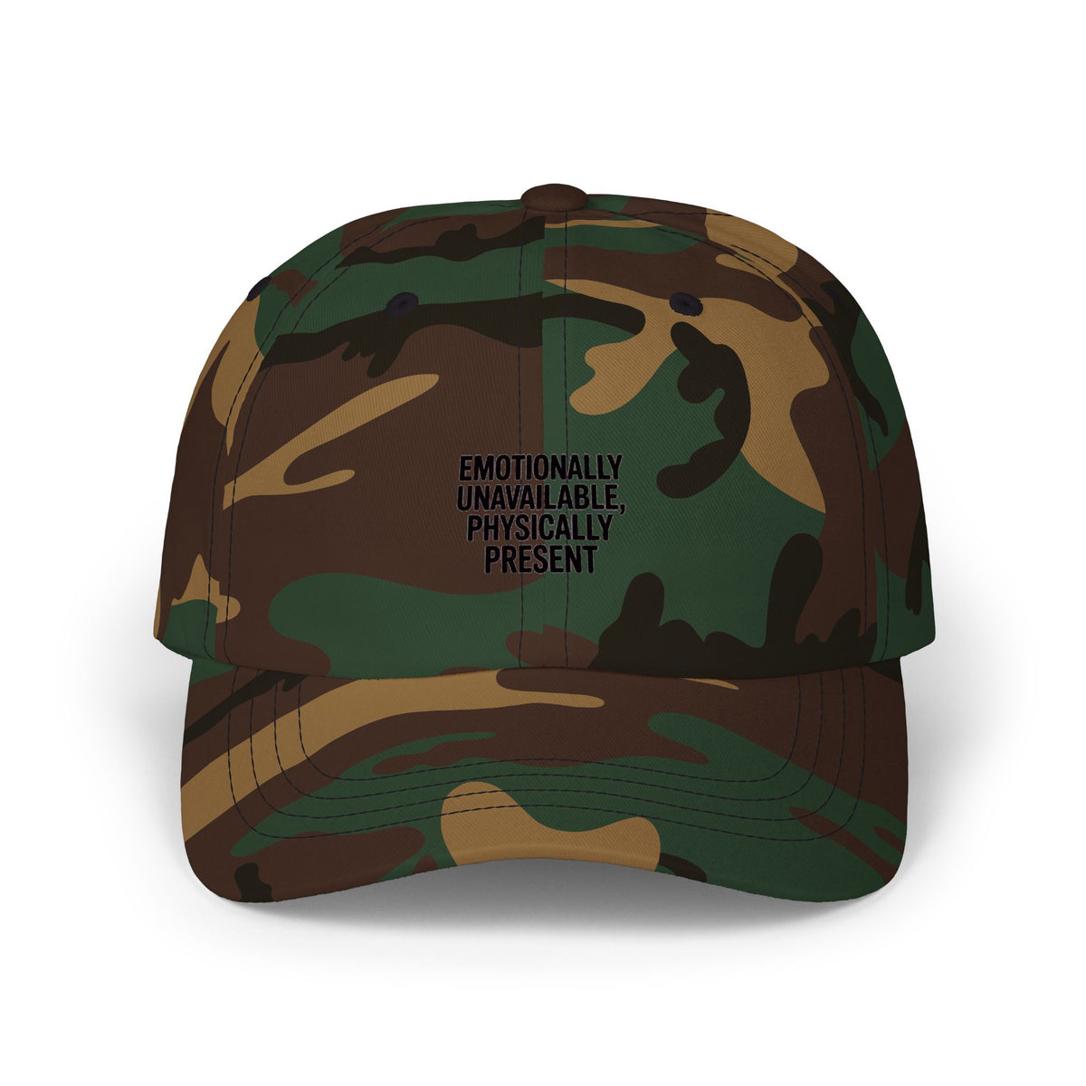 Emotionally Unavailable Physically Present Dad Hat, Funny Sarcastic Embroidered Cap, Deadpan Humor Baseball Hat, Ironic Gift