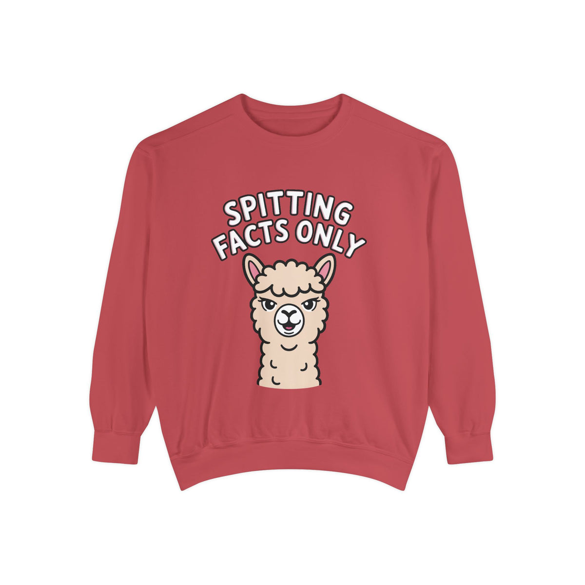 Alpaca Spitting Facts Sweatshirt, Funny Sassy Alpaca Crewneck, Cute Embroidered-Style Animal Sweatshirt, Alpaca Lover Gift