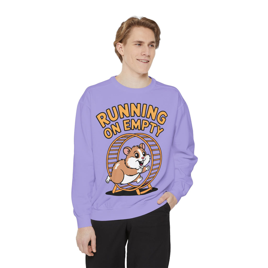 Running On Empty Hamster Sweatshirt, Funny Tired Hamster Crewneck, Cute Exhausted Wheel Shirt, Burnout Gift for Tired Mom Dad