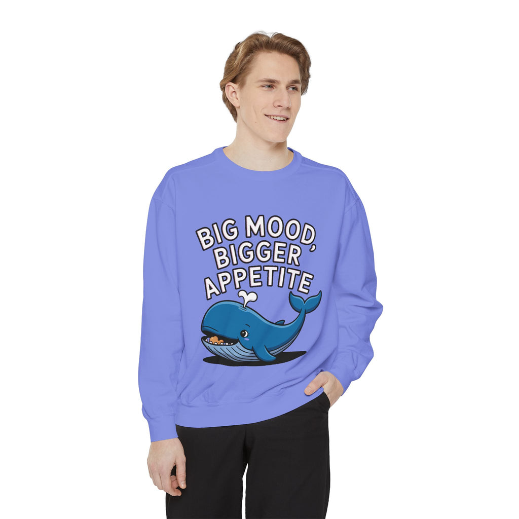 Big Mood Whale Sweatshirt, Funny Whale Snack Crewneck, Cute Cartoon Whale Lover Gift, Big Appetite Sweatshirt