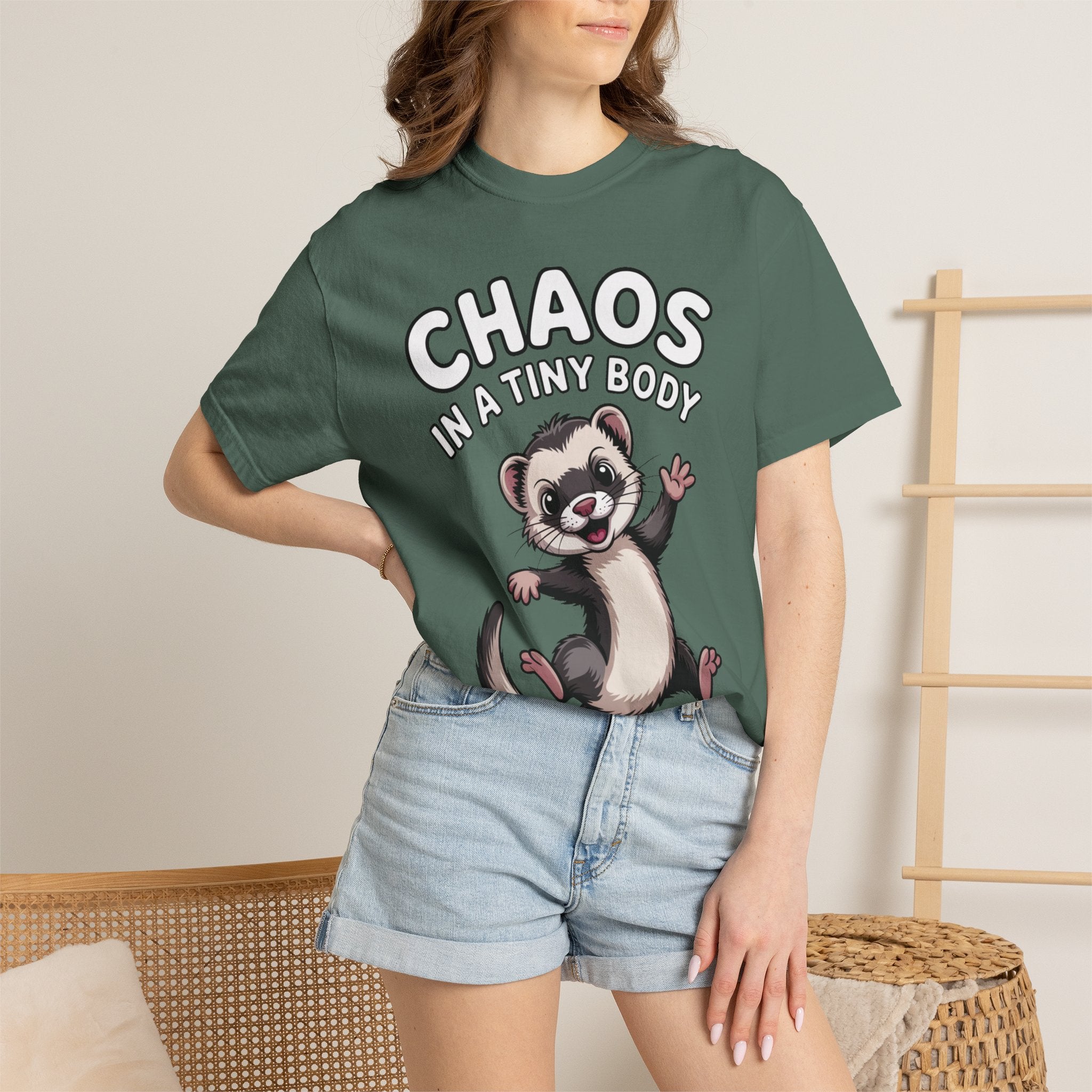 Funny Ferret Shirt, Chaos In A Tiny Body T-Shirt, Cute Ferret Lover Gift, Funny Pet Owner Tee, Ferret Mom Dad Shirt