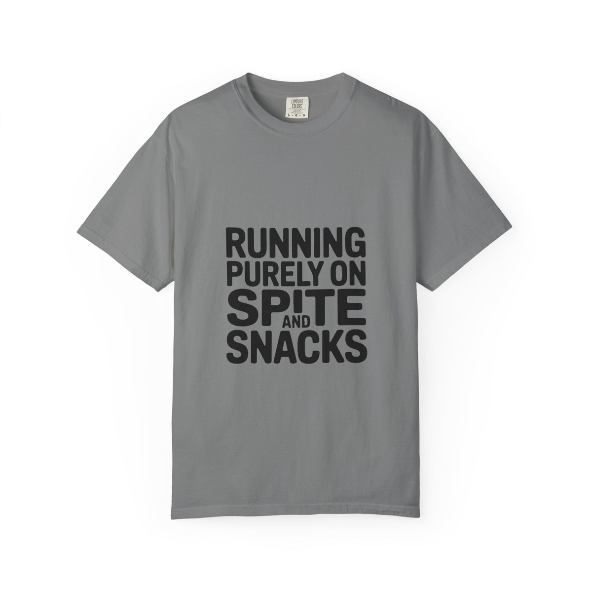 Running On Spite And Snacks Shirt, Funny Sarcastic T-Shirt, Bold Typography Tee, Snarky Gift for Coworker or Friend
