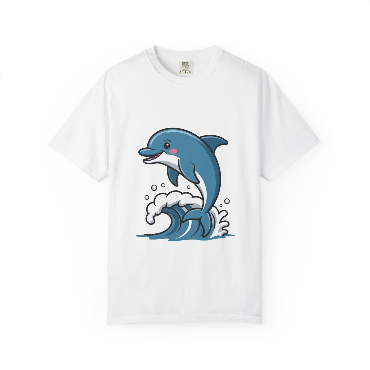 Cute Dolphin T-Shirt, Jumping Wave Dolphin Shirt, Ocean Lover Gift, Garment Dyed Unisex Tee, Beach Vacation Shirt