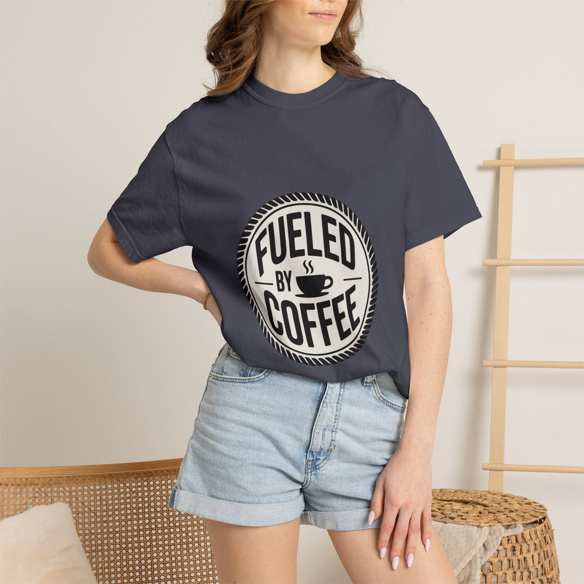 Fueled By Coffee Badge Shirt, Vintage Coffee Lover T-Shirt, Retro Coffee Stamp Logo Tee, Funny Coffee Addict Gift