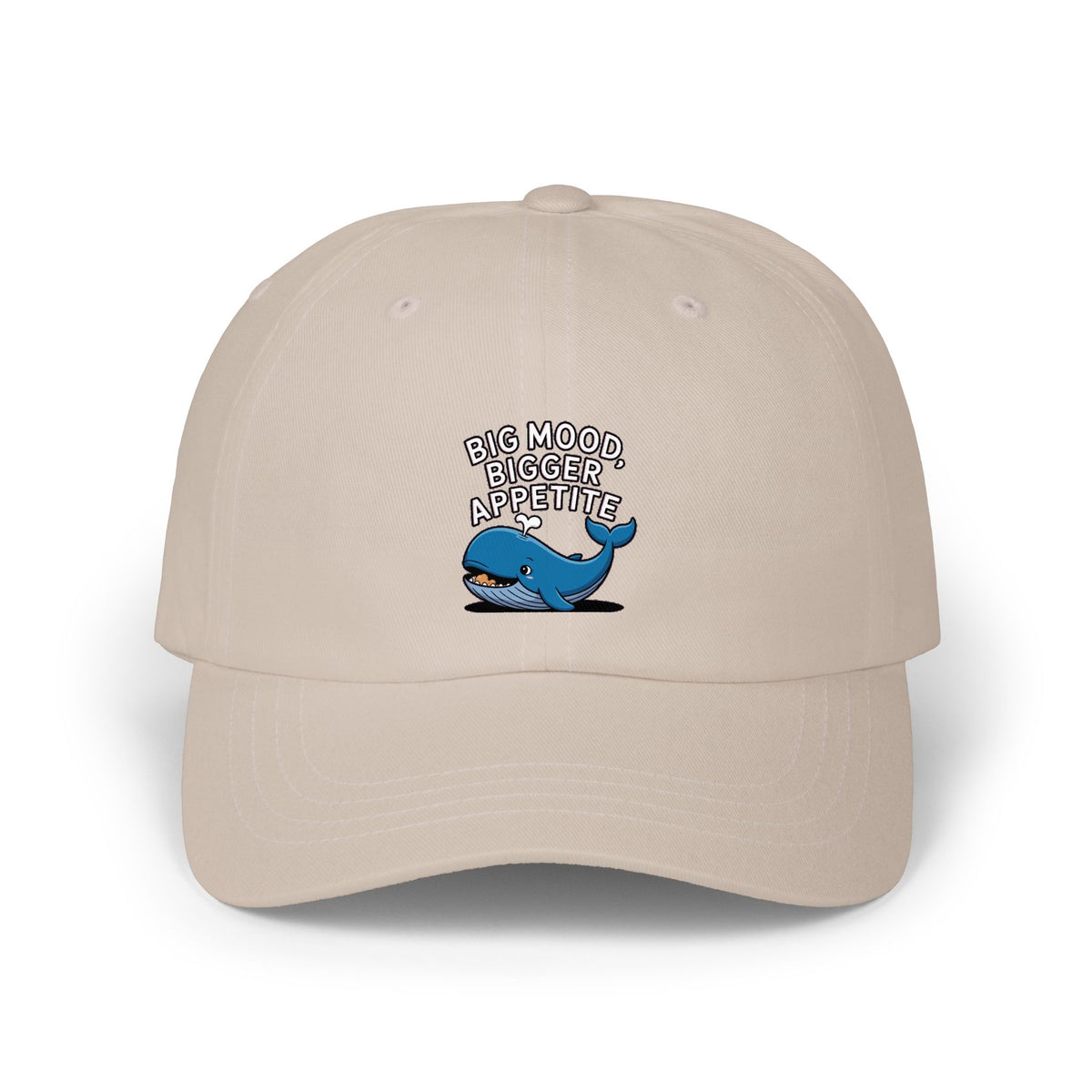 Whale Big Mood Dad Hat, Funny Snack Lover Embroidered Cap, Cute Whale Dad Cap, Big Mood Bigger Appetite Hat, Foodie Gift