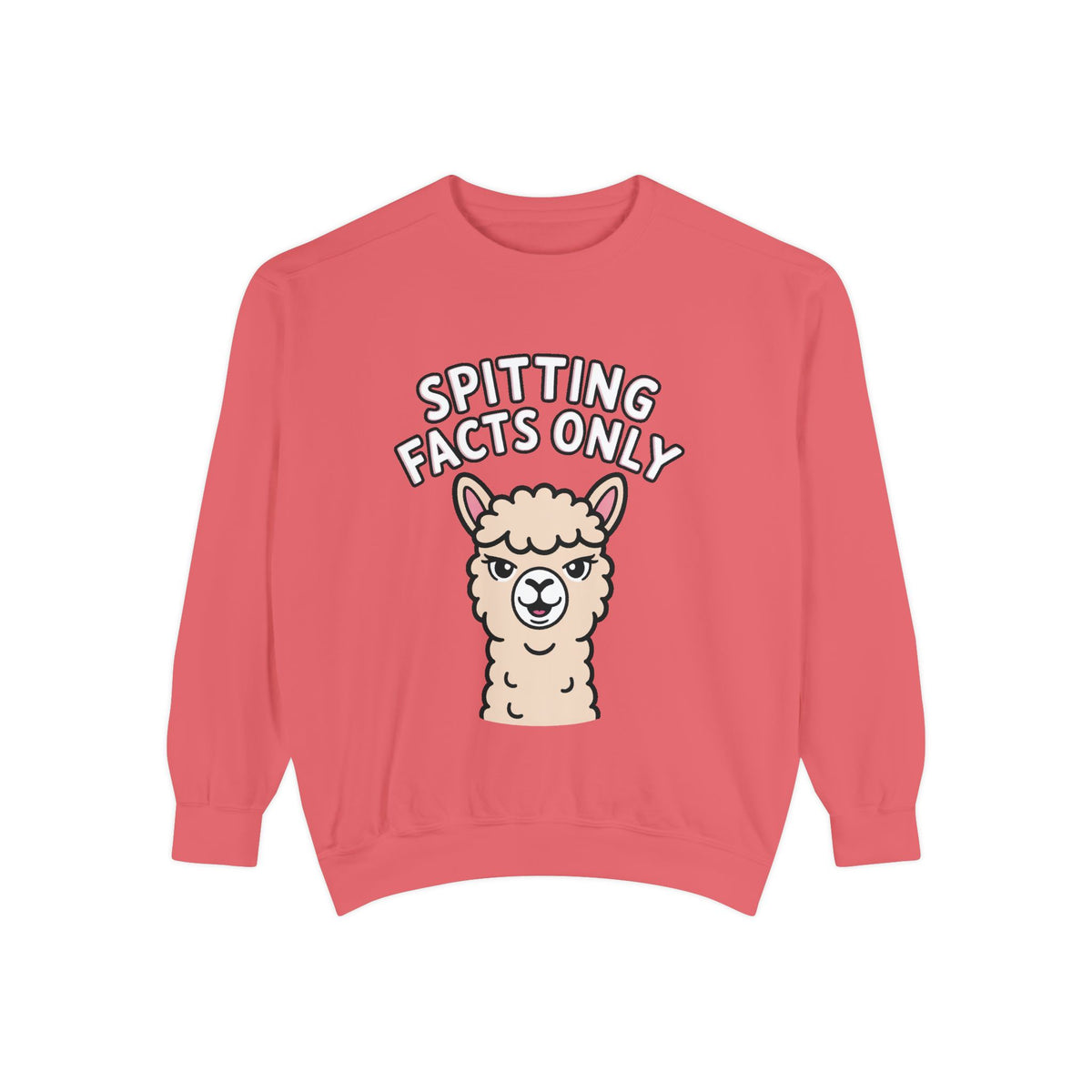 Alpaca Spitting Facts Sweatshirt, Funny Sassy Alpaca Crewneck, Cute Embroidered-Style Animal Sweatshirt, Alpaca Lover Gift